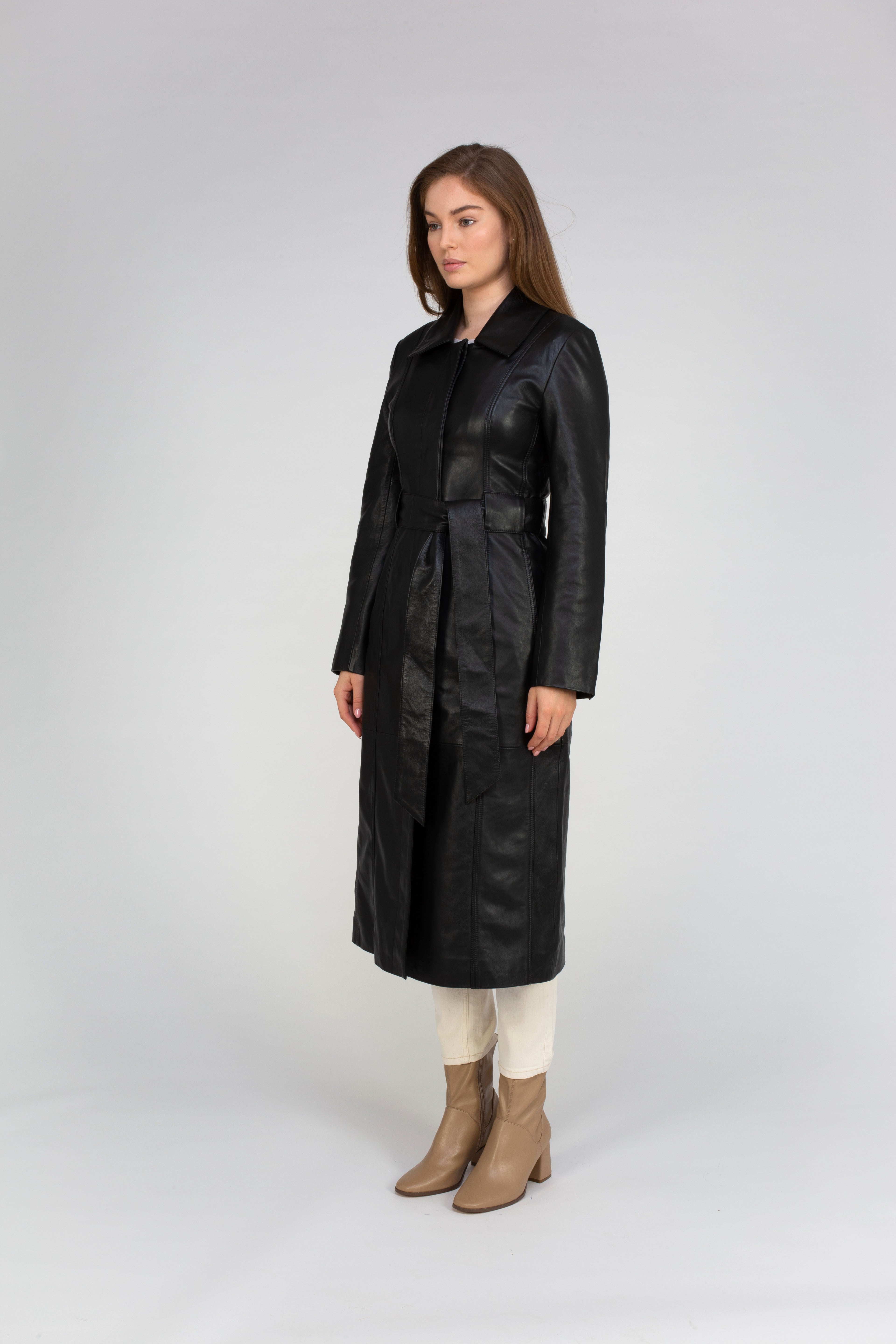 Van Kukil Leather Long Coat