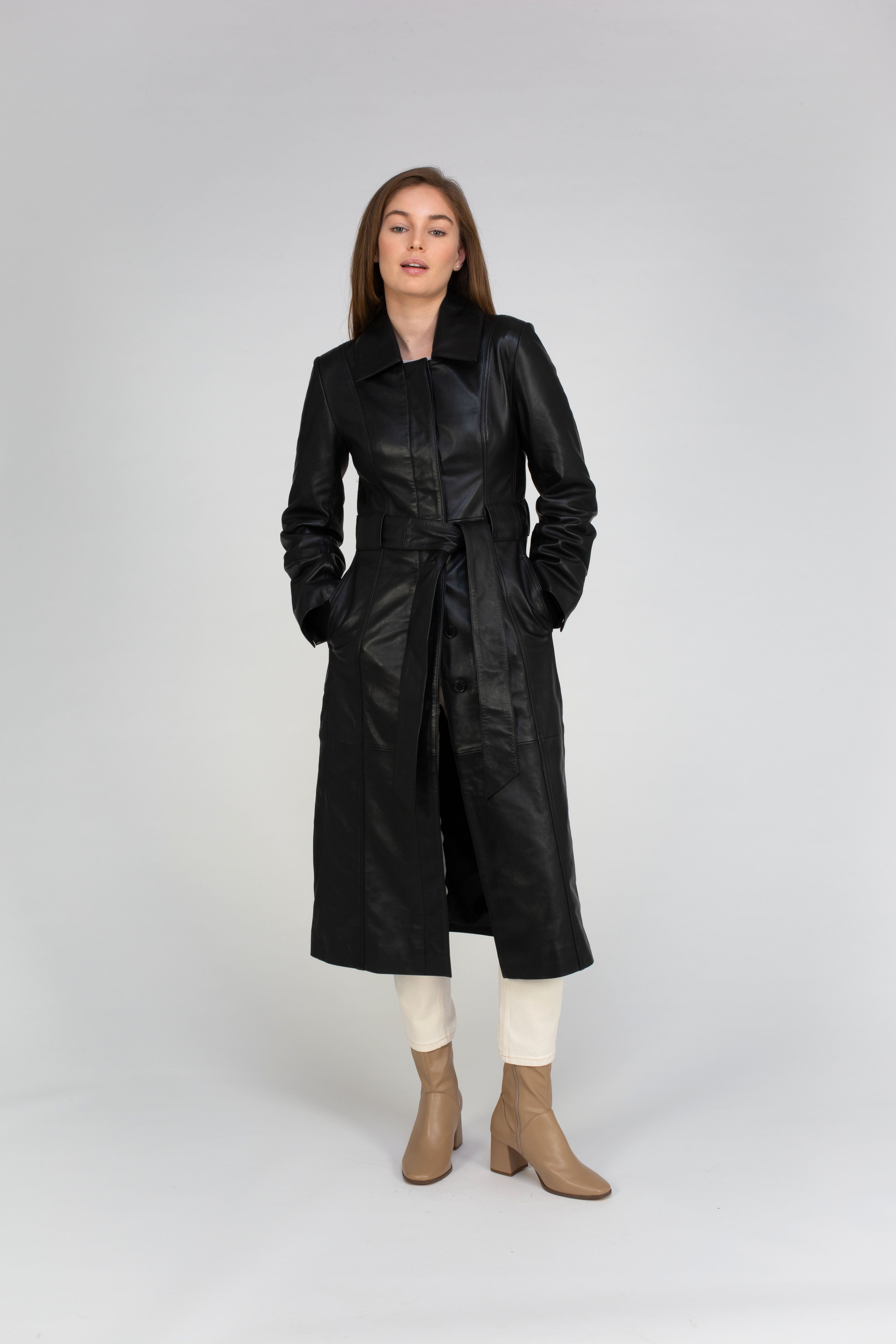 Van Kukil Leather Long Coat