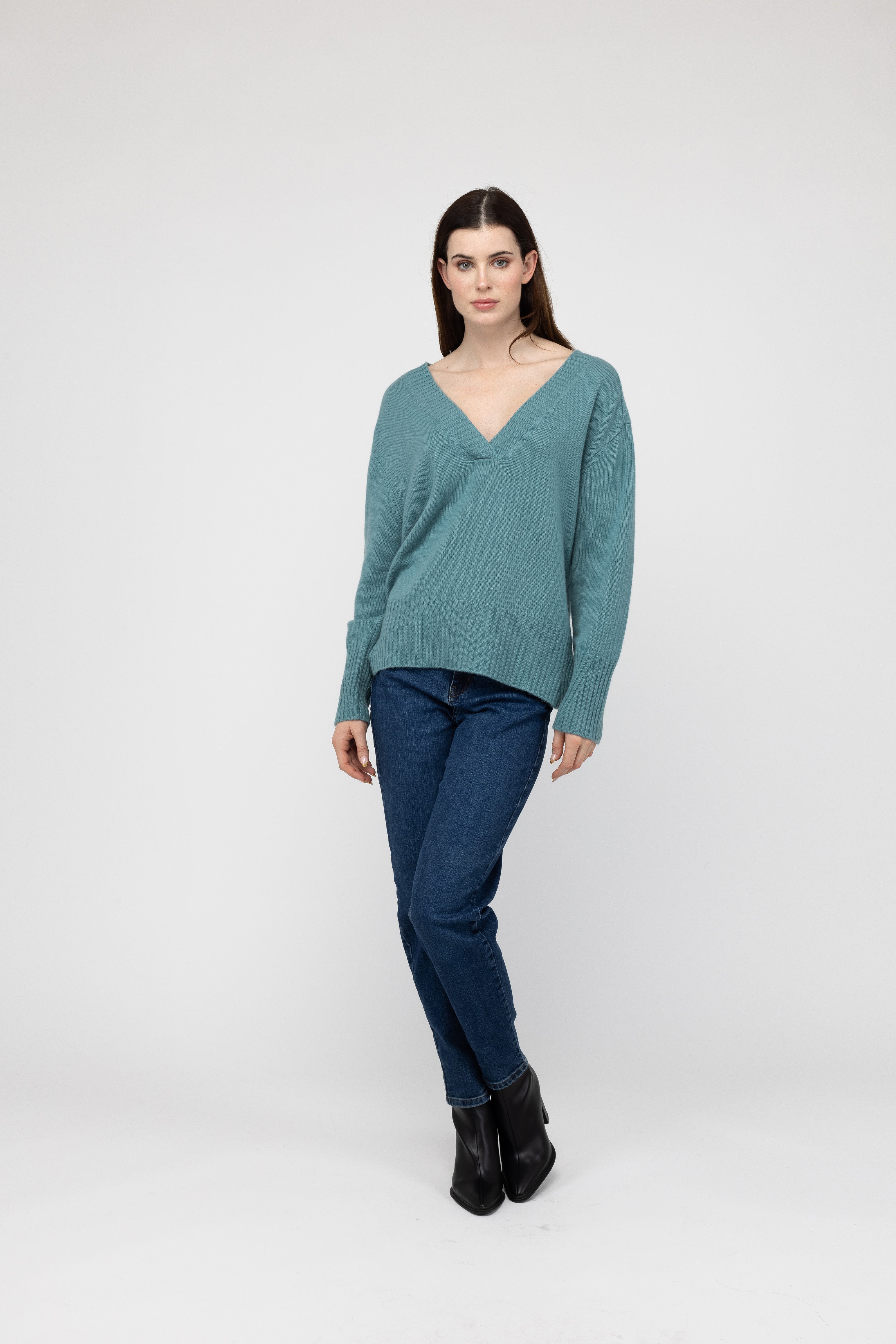 Van Kukil Cashmere Deep V-Neck Sweater