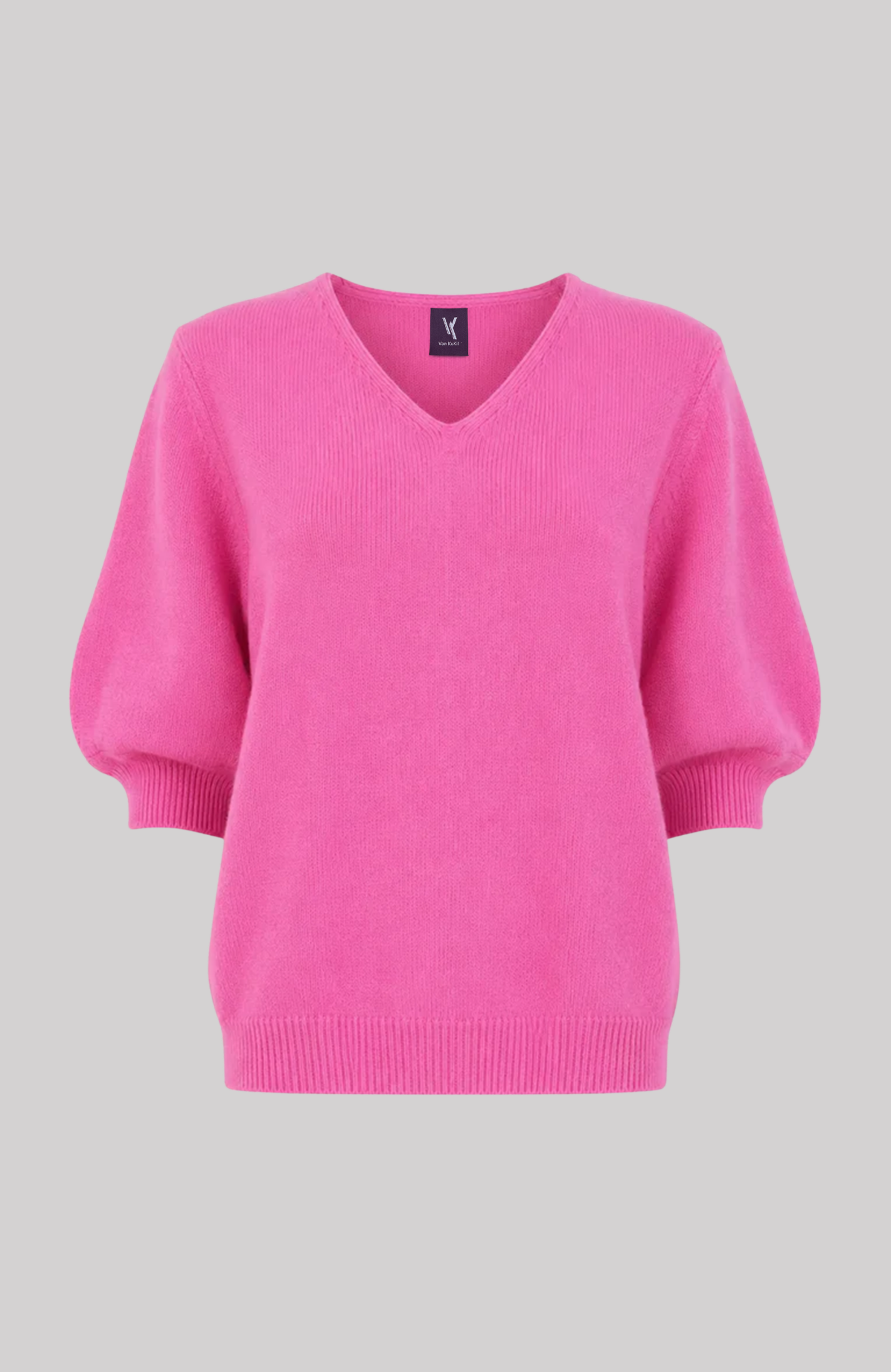 Cashmere Puff Sleeve V-Neck Sweater