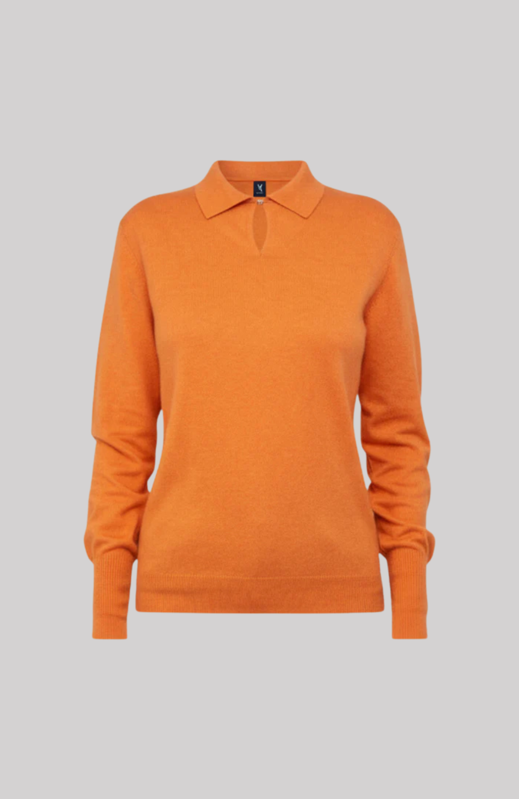 Cashmere Polo Collar Keyhole Neck Sweater