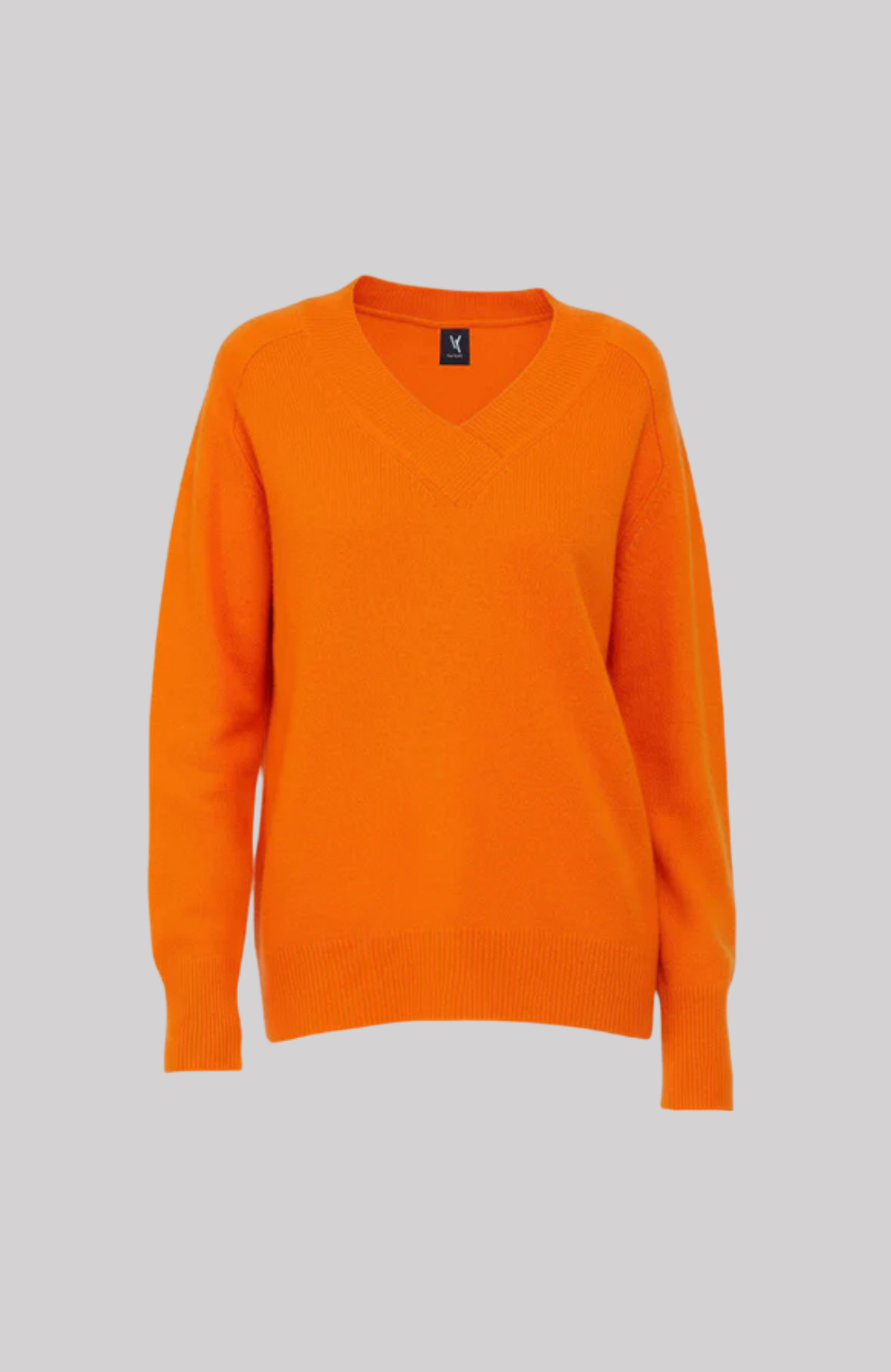 Orange Cashmere V-Neck Sweater for Women
