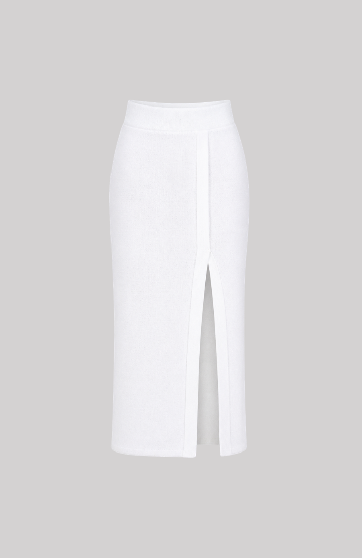 Van Kukil Cashmere Midi Skirt with Front Slit