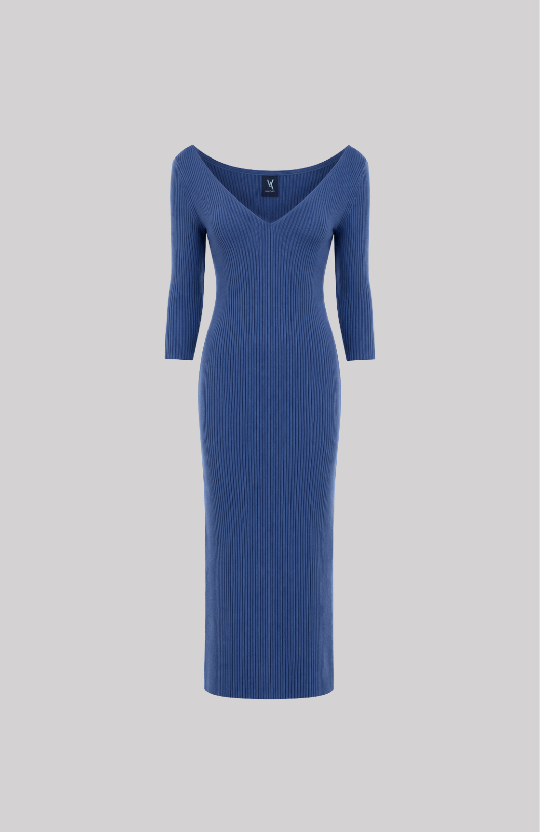 Van Kukil Cashmere Ribbed Knit Midi Dress