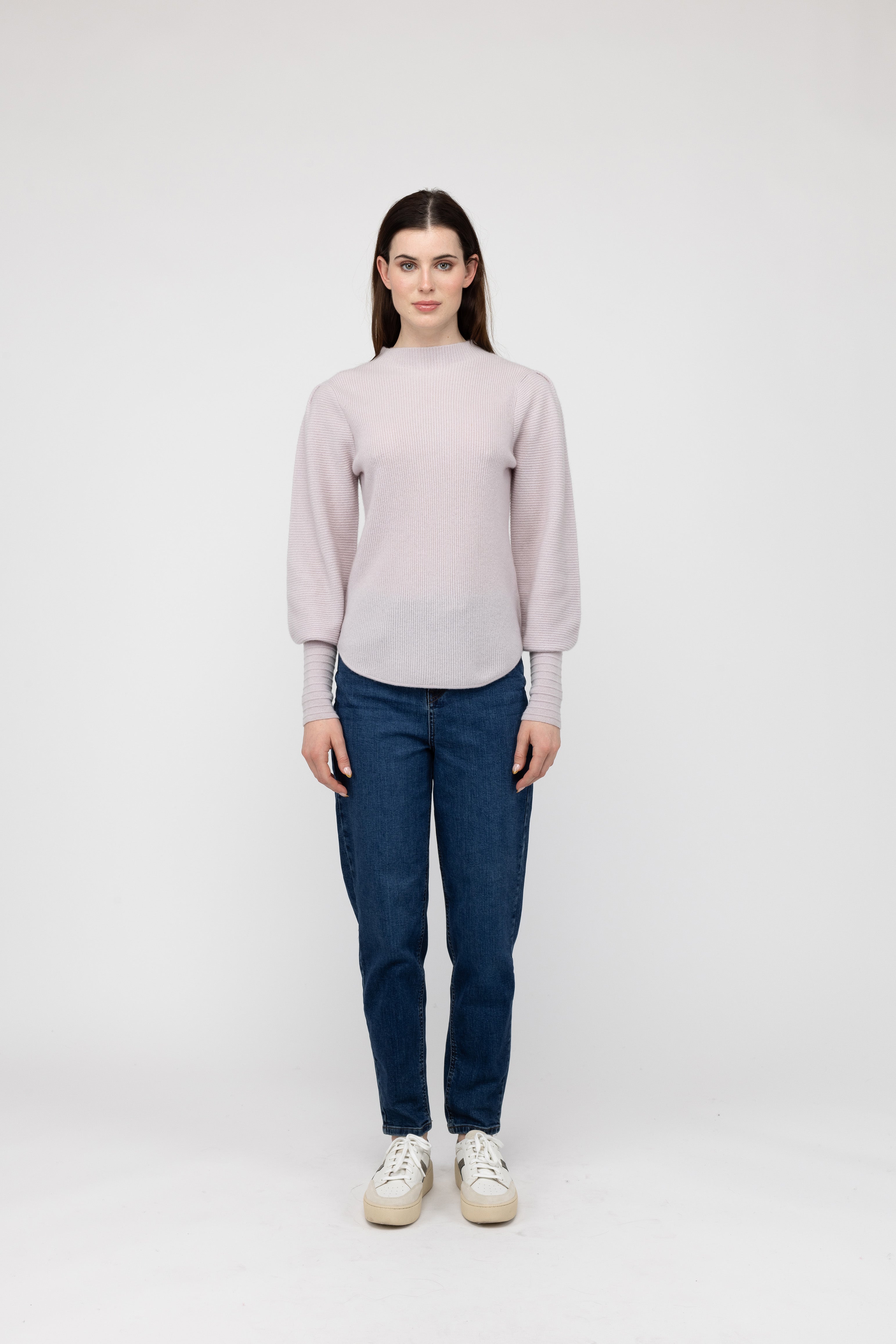 Van Kukil 100% Cashmere Balloon Sleeve Sweater