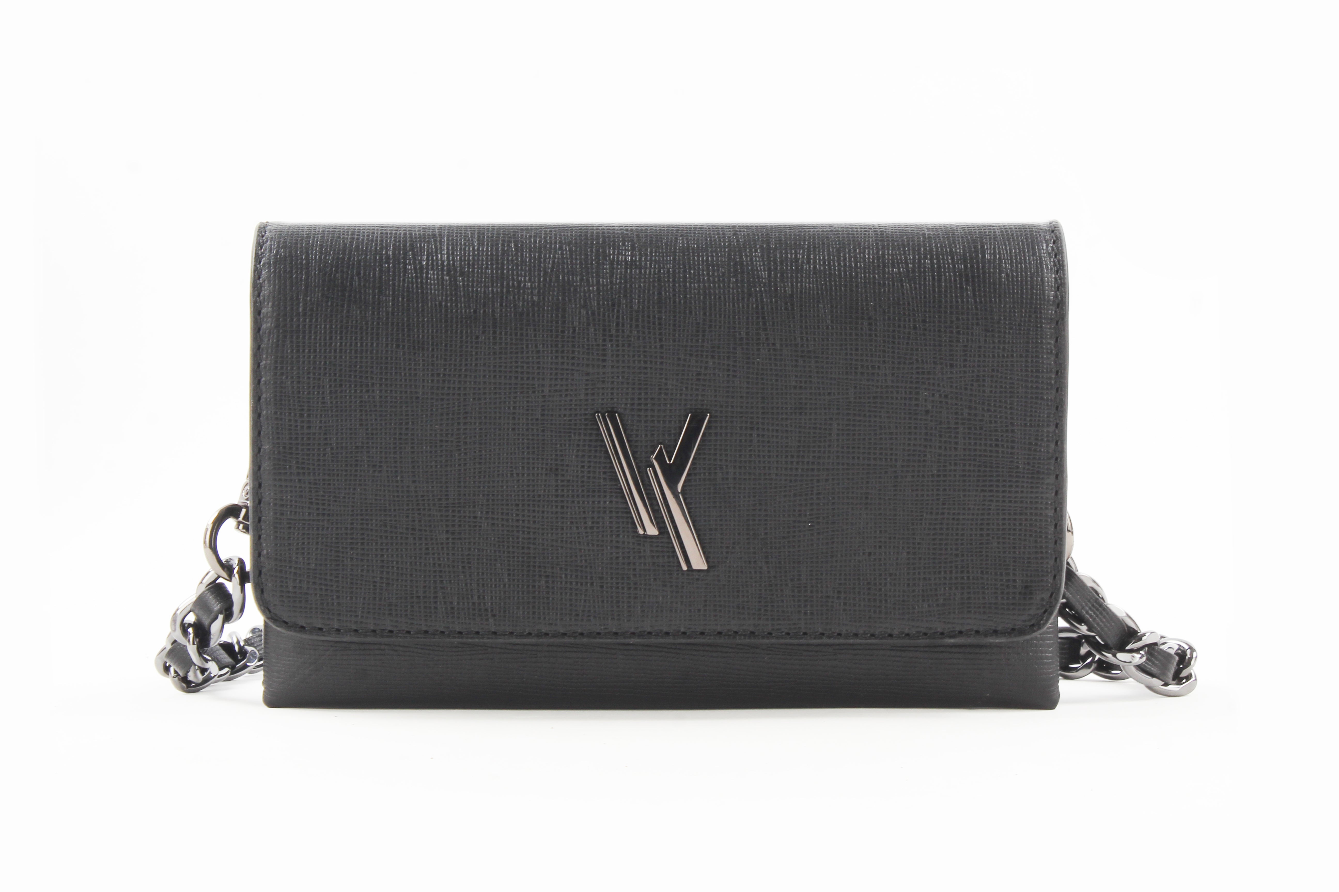 VAN KUKIL SAFFIANO LEATHER CROSS BODY CHAIN BAG