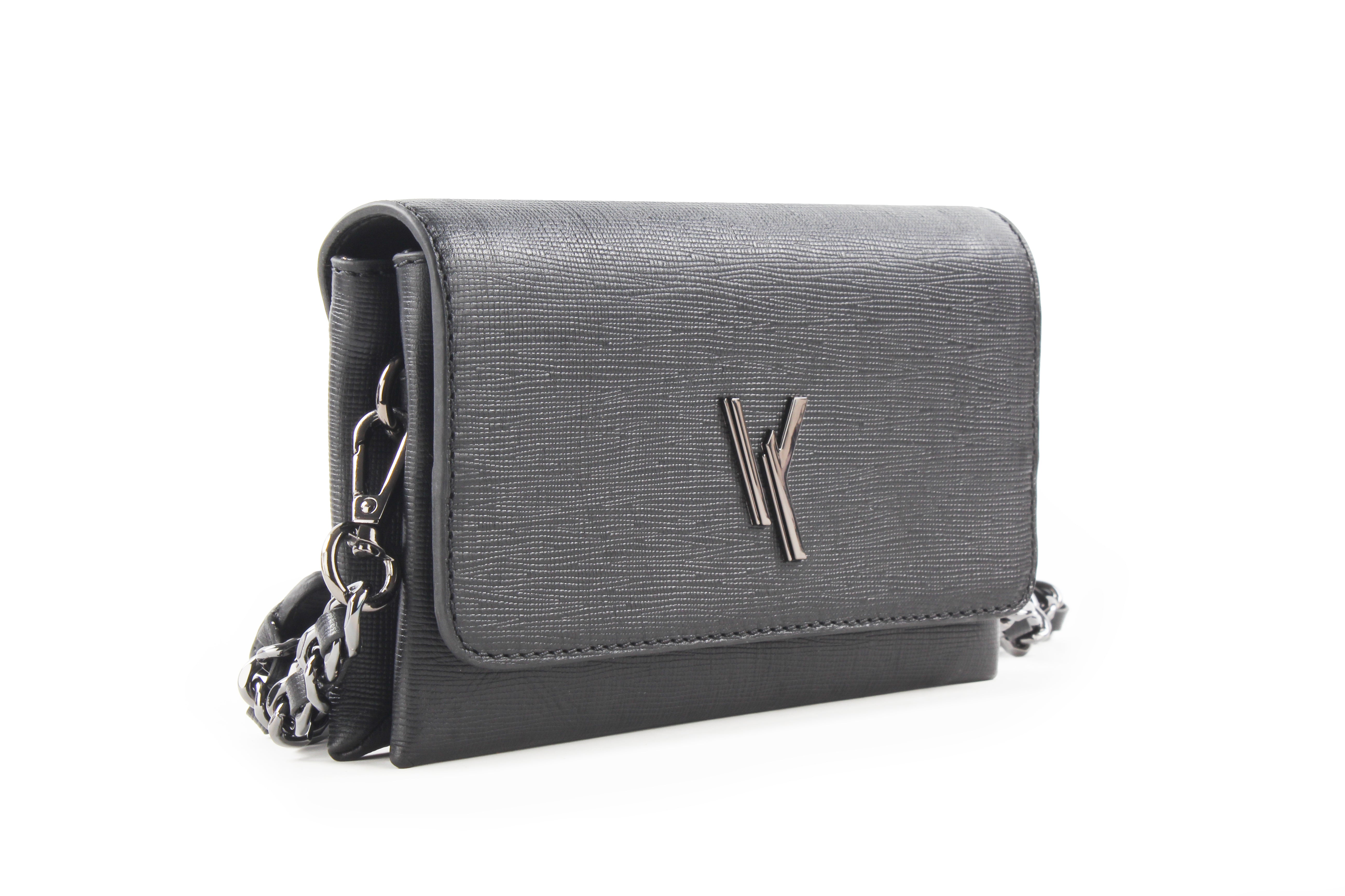 VAN KUKIL SAFFIANO LEATHER CROSS BODY CHAIN BAG