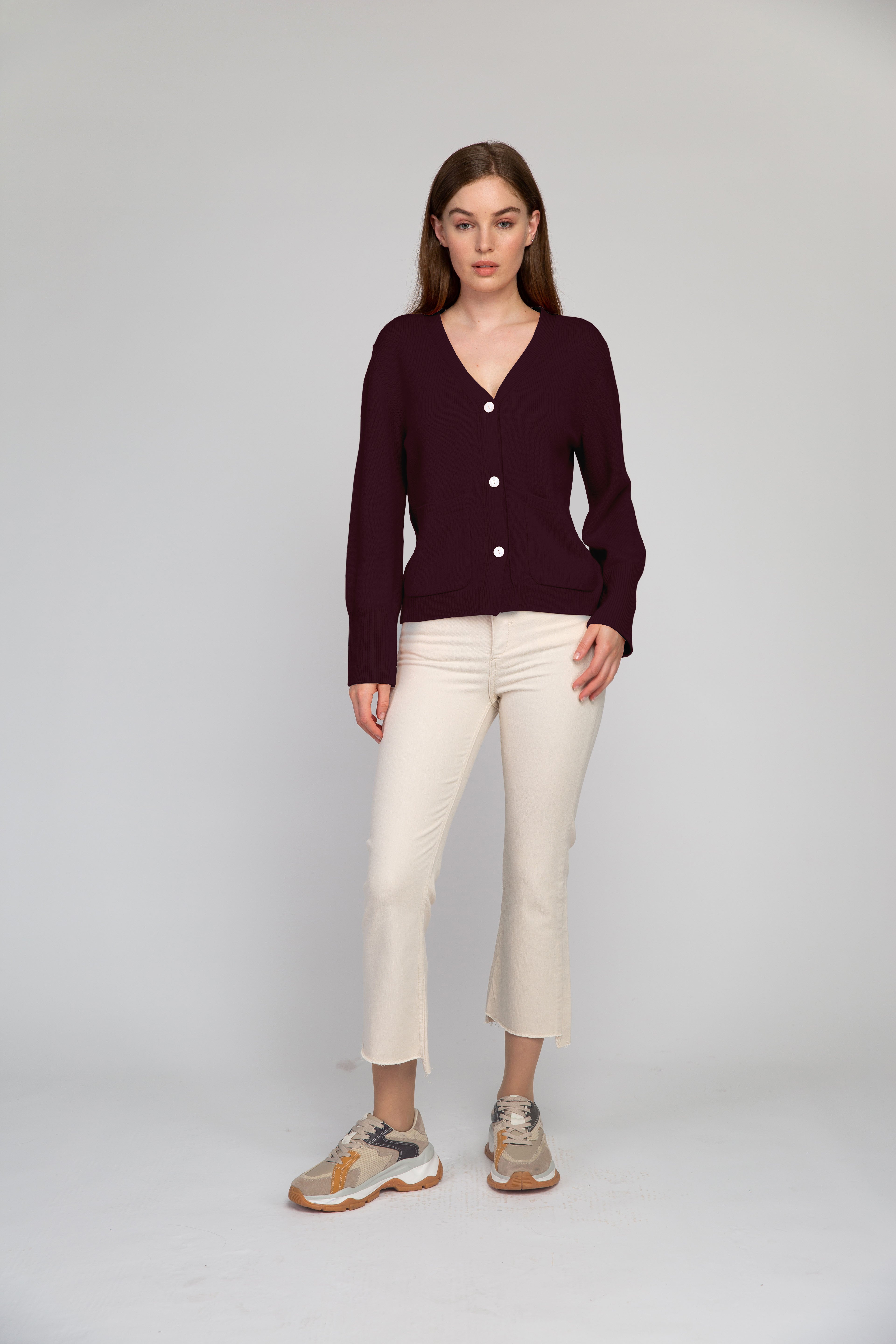 VAN KUKIL V NECK POCKET SHORT CARDIGAN