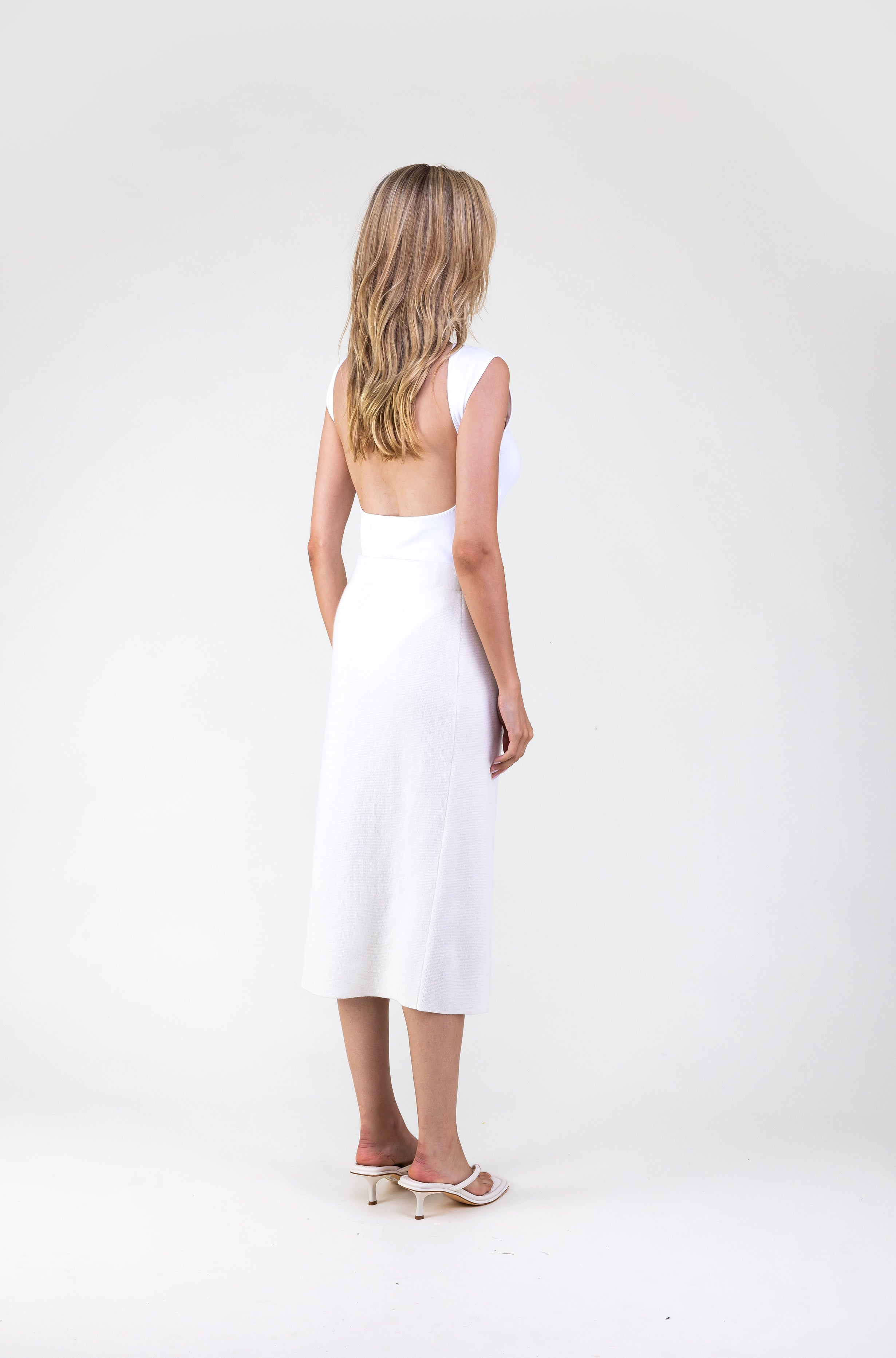 Van Kukil Cashmere Midi Skirt with Front Slit