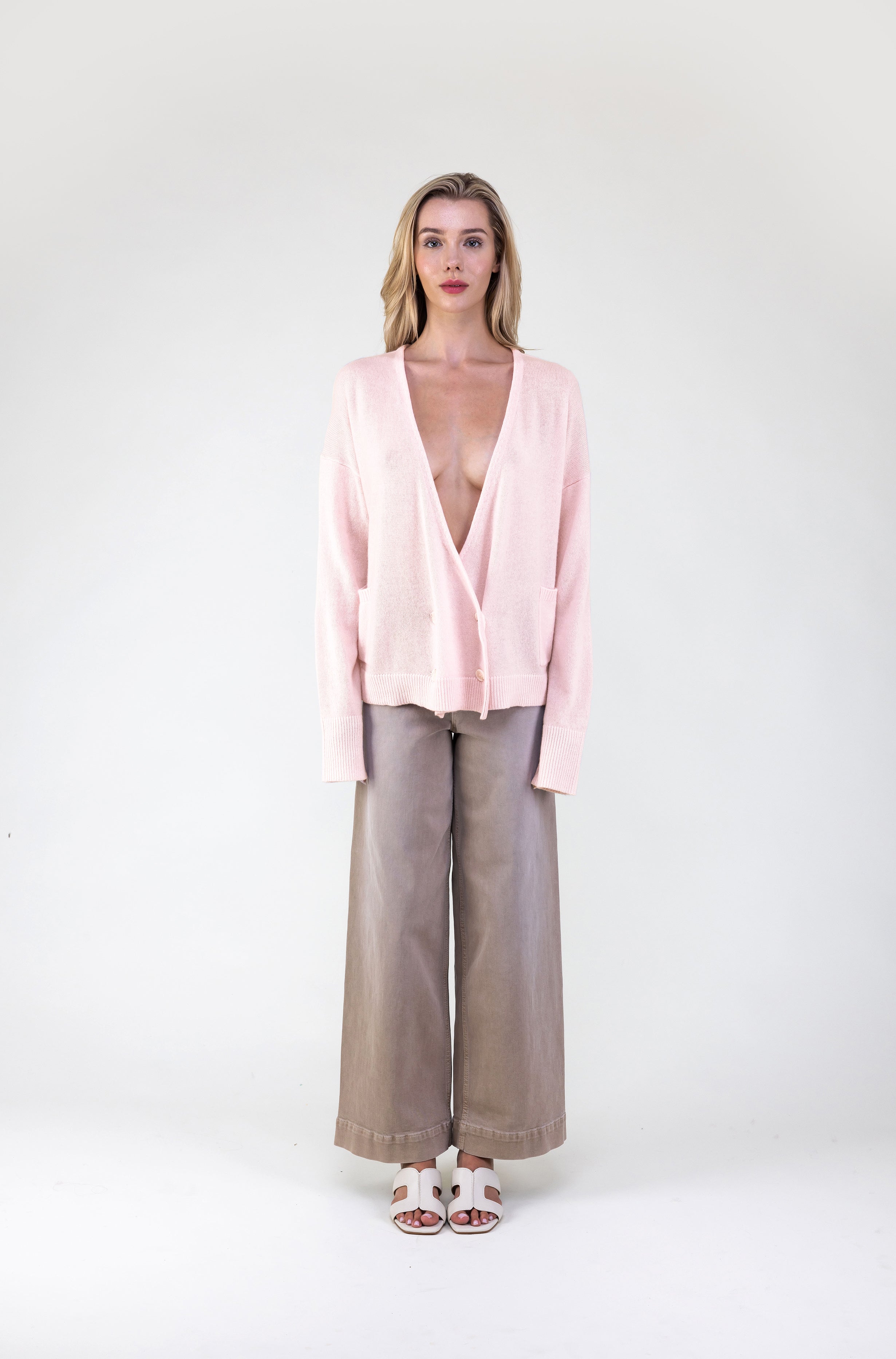 Van Kukil Cashmere Deep V-Neck Cardigan