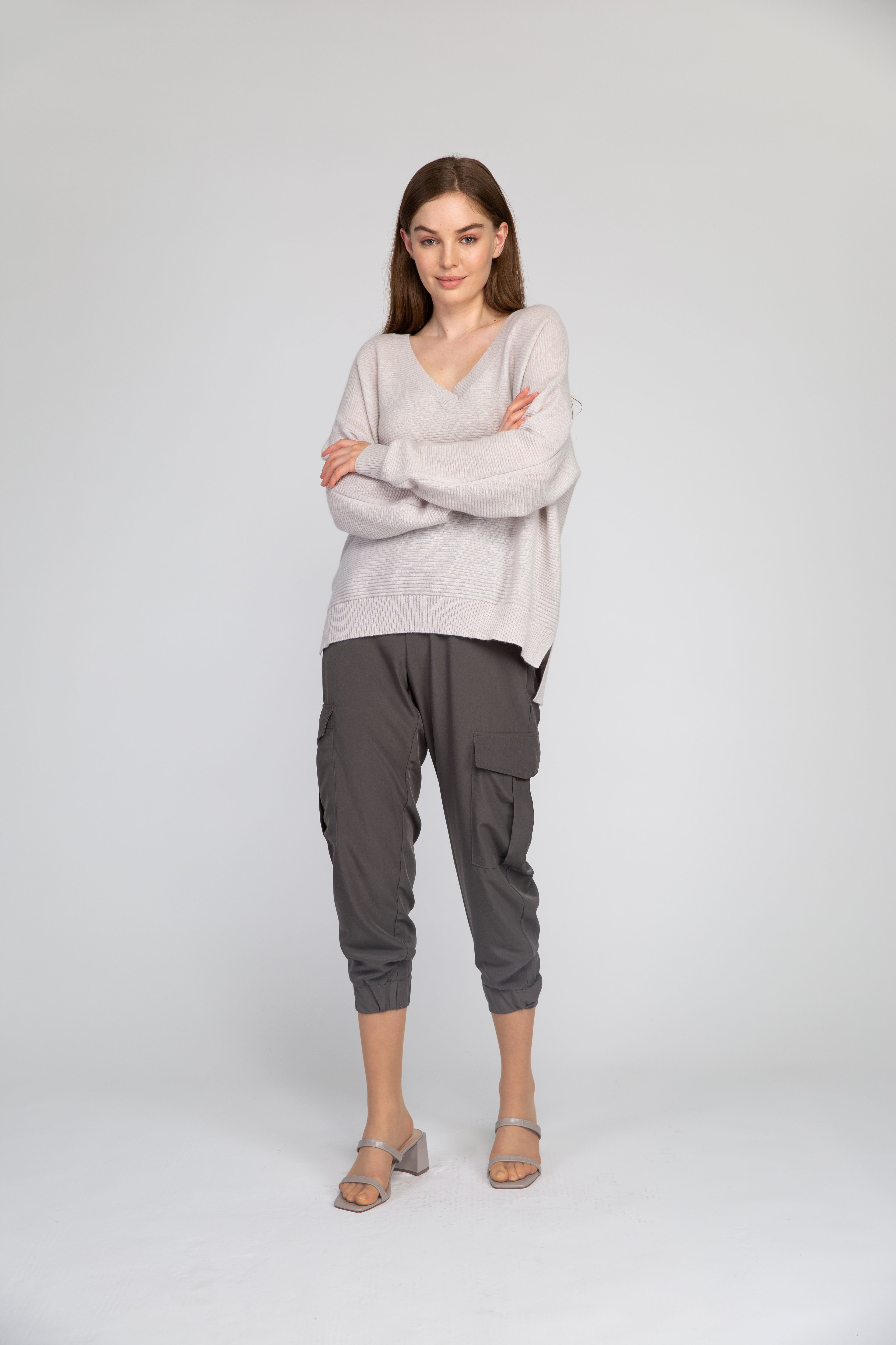 VAN KUKIL V NECK RIB JUMPER
