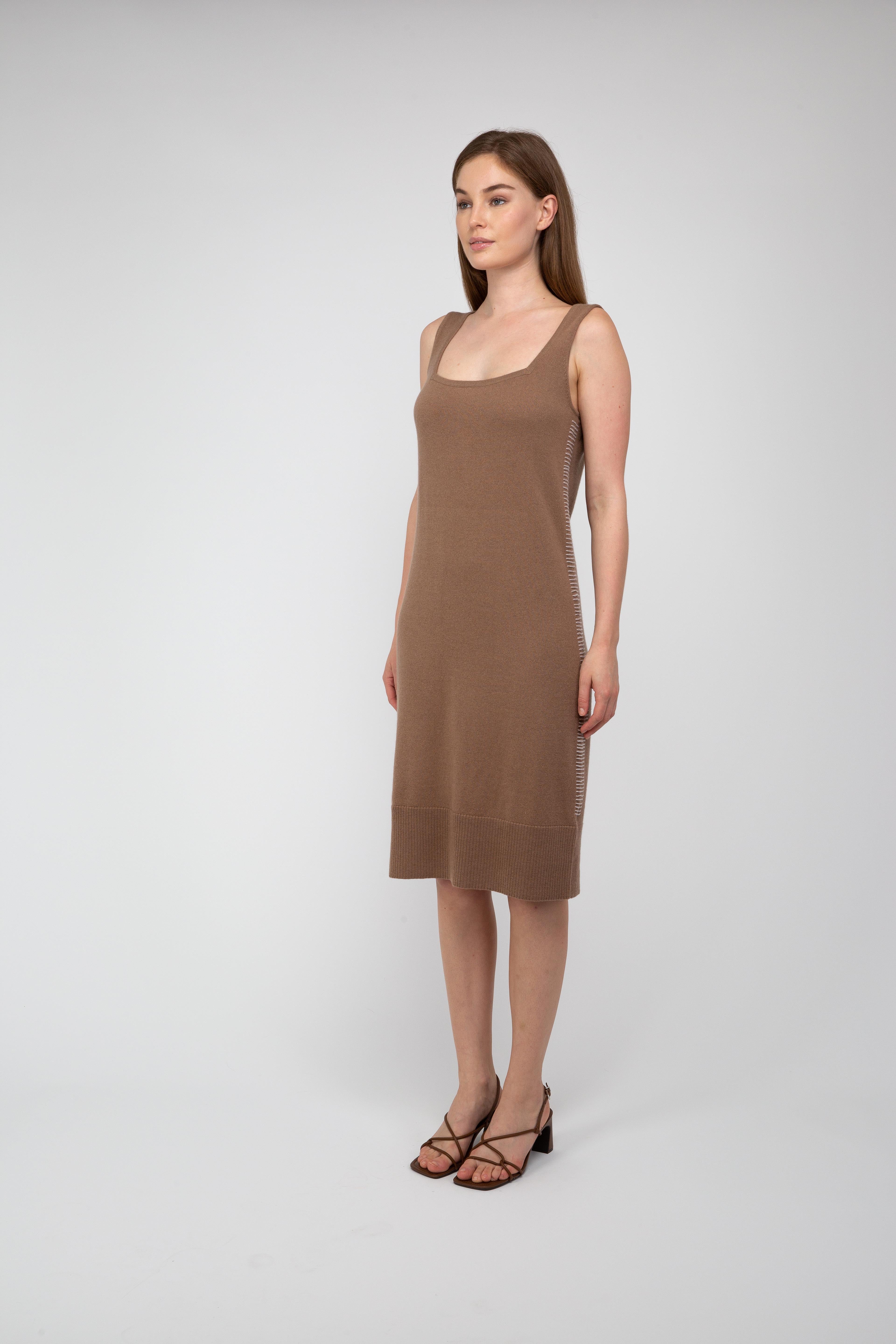 Van Kukil Cashmere Sleeveless Square neck Dress