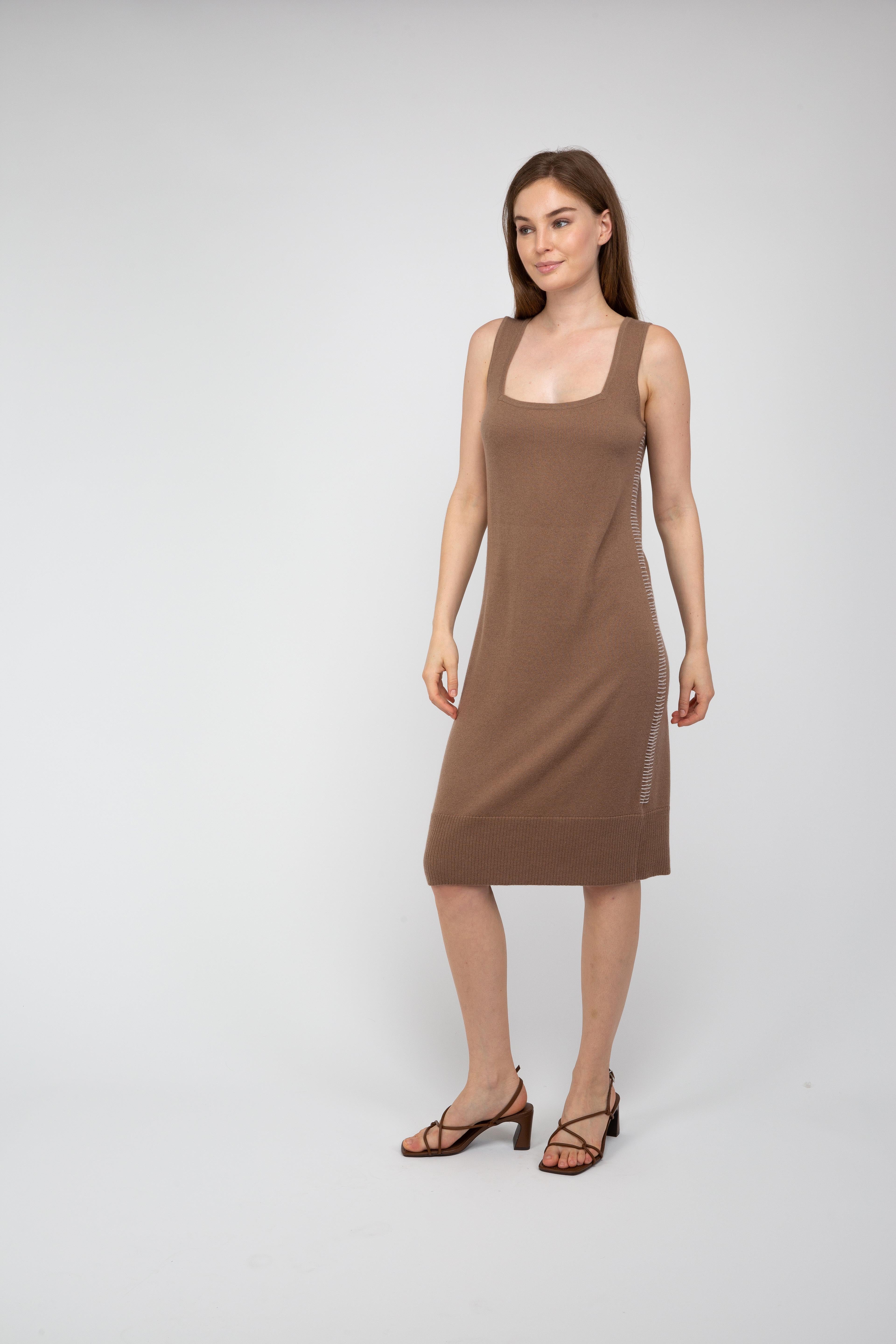 Van Kukil Cashmere Sleeveless Square neck Dress
