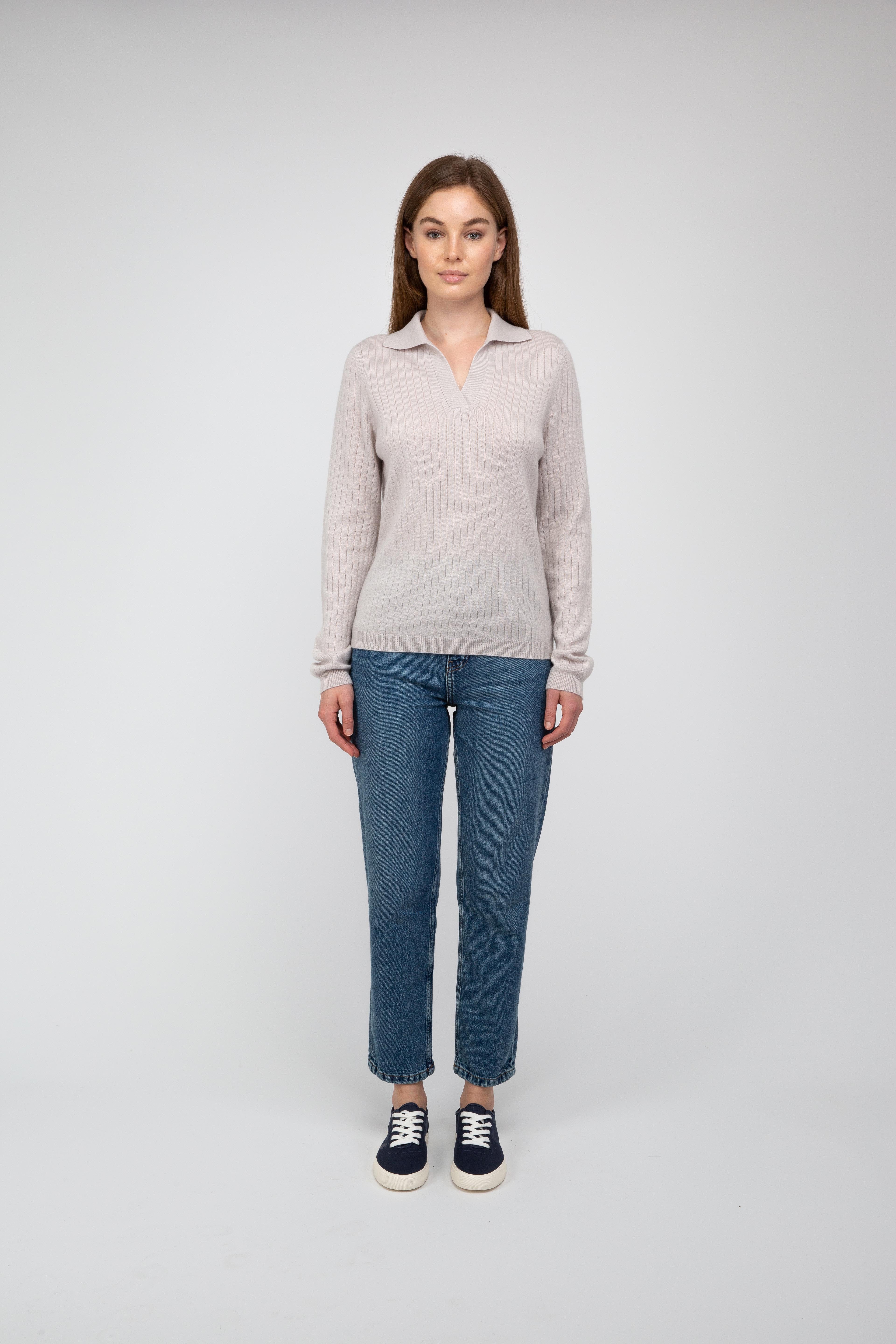 Van Kukil Ribbed Cashmere Polo Sweater
