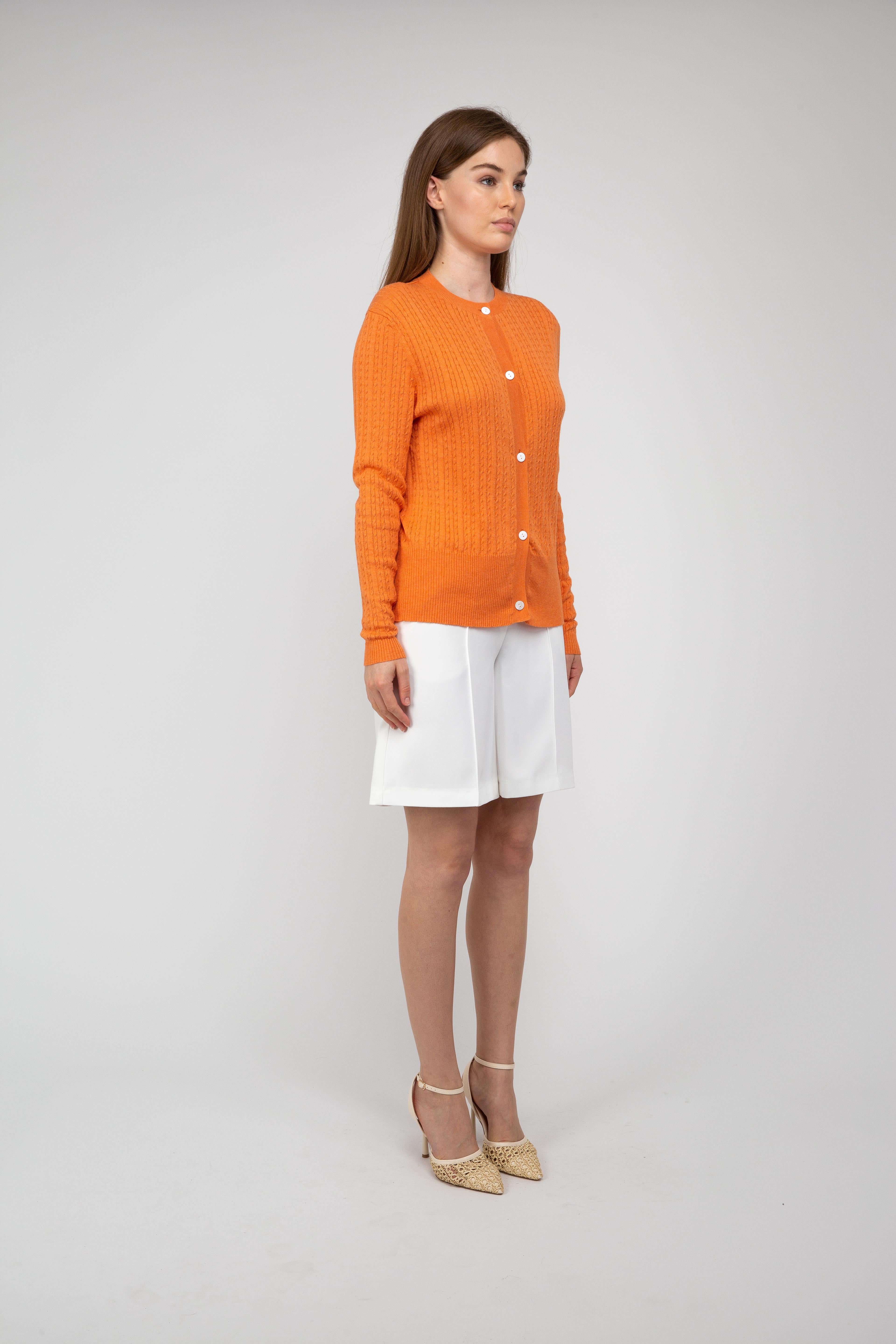 Van Kukil Textured Crew Neck Cardigan