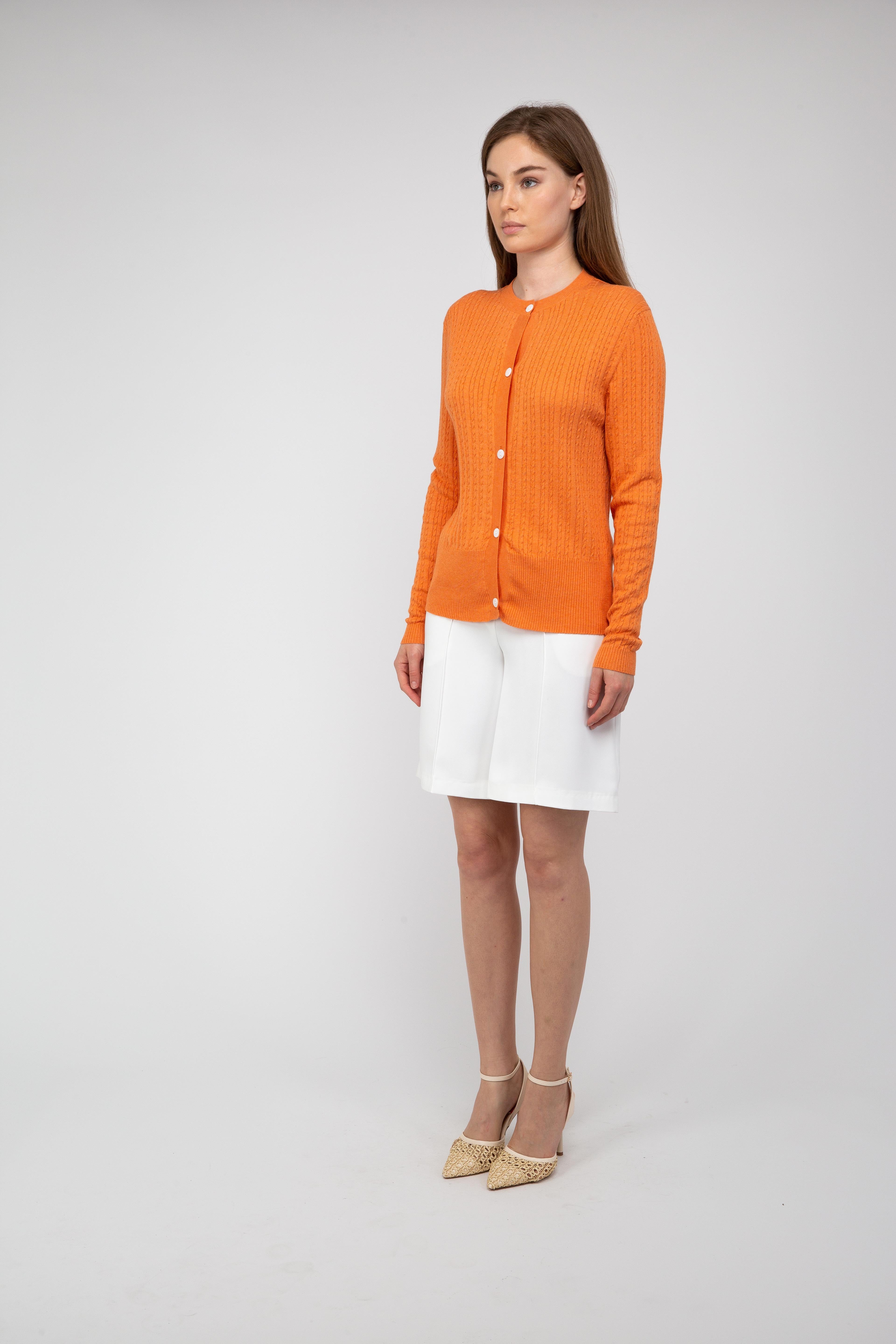 Van Kukil Textured Crew Neck Cardigan