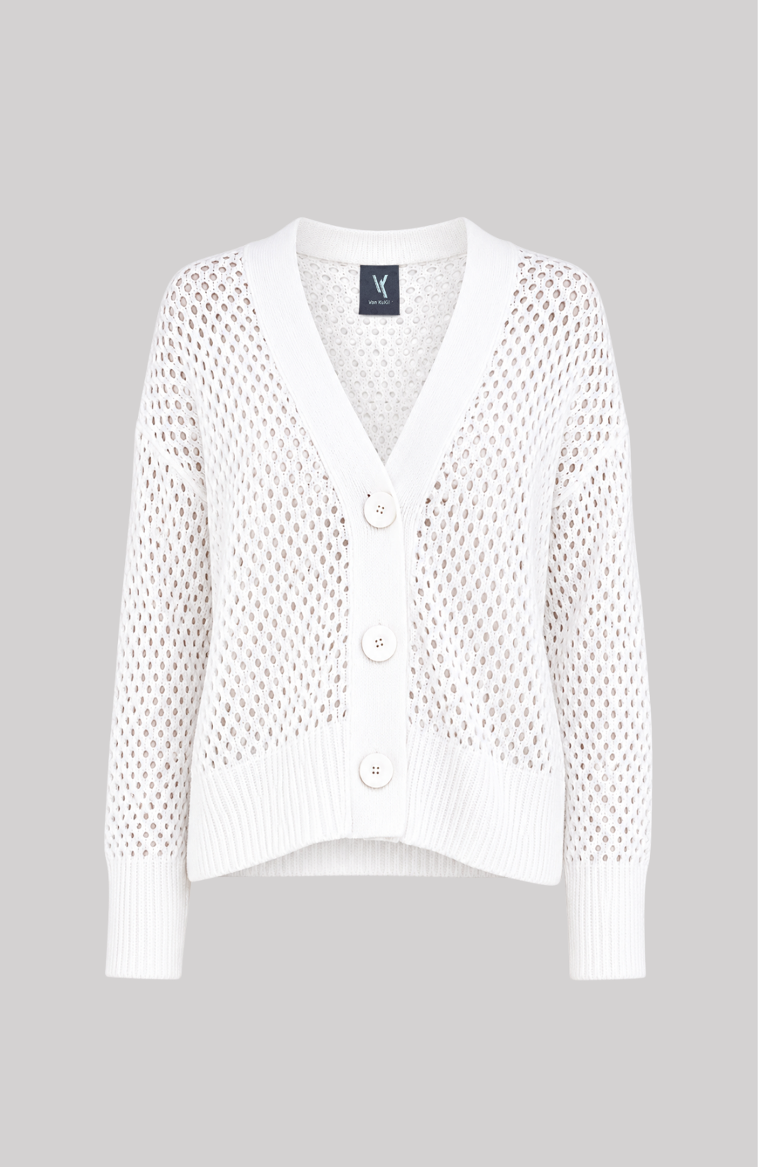 Cashmere Open-Knit Buttoned Cardigan