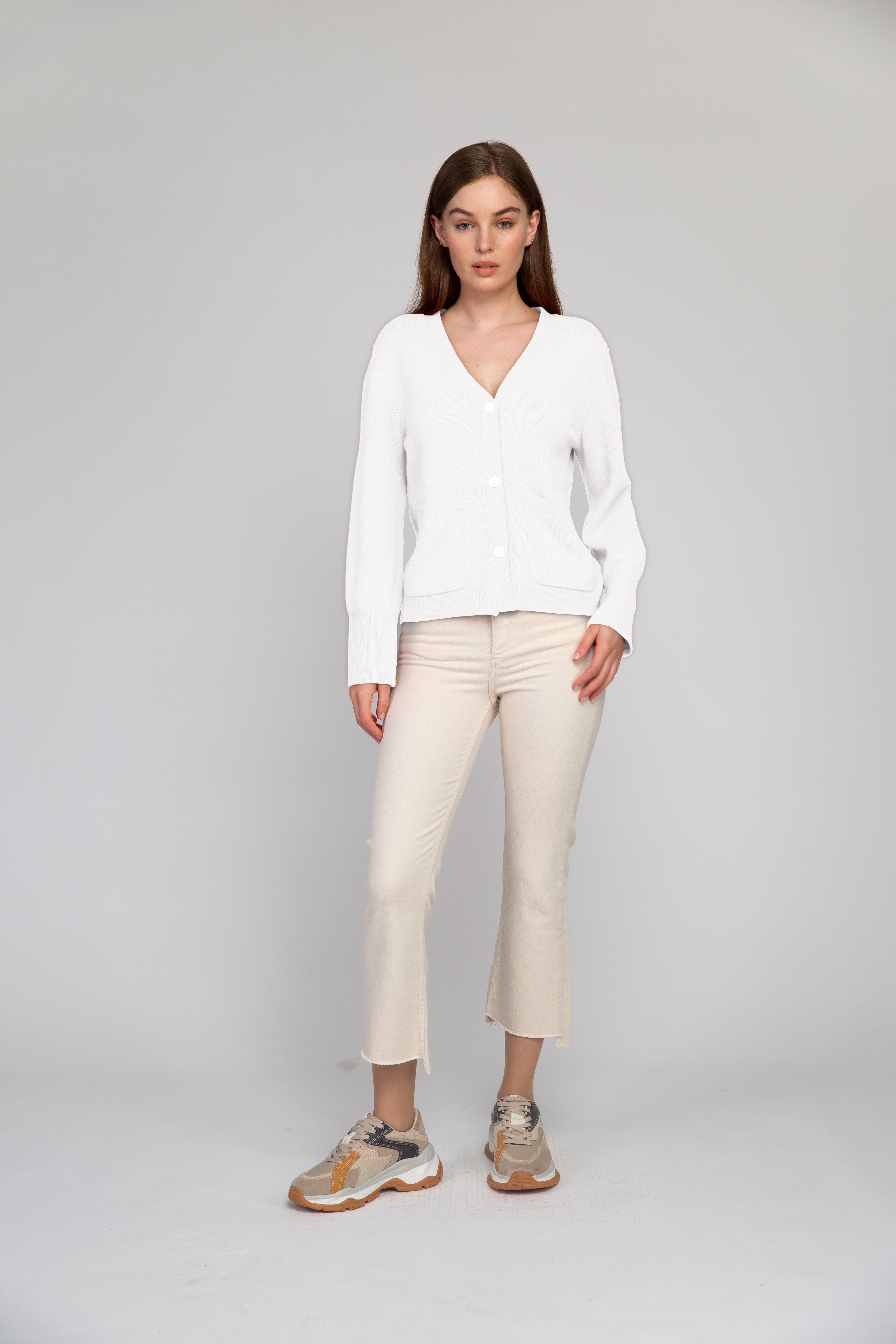 VAN KUKIL V NECK POCKET SHORT CARDIGAN