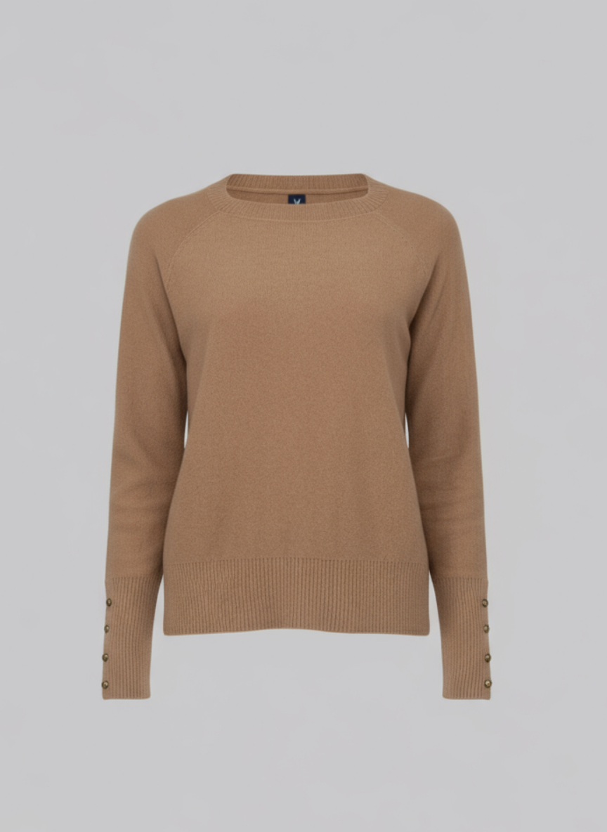 Button Cuff Cashmere Sweater