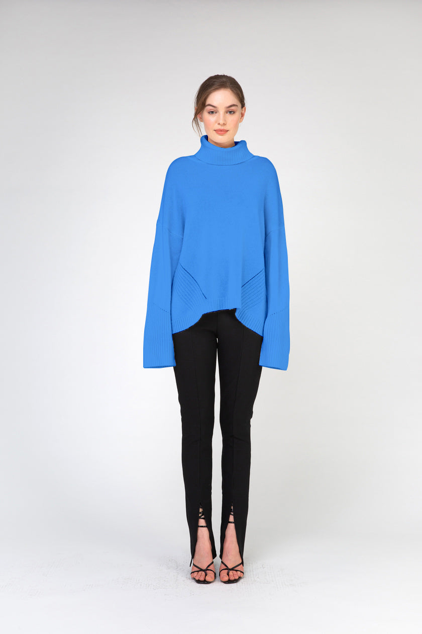 VAN KUKIL ROLL NECK RIB EYELET