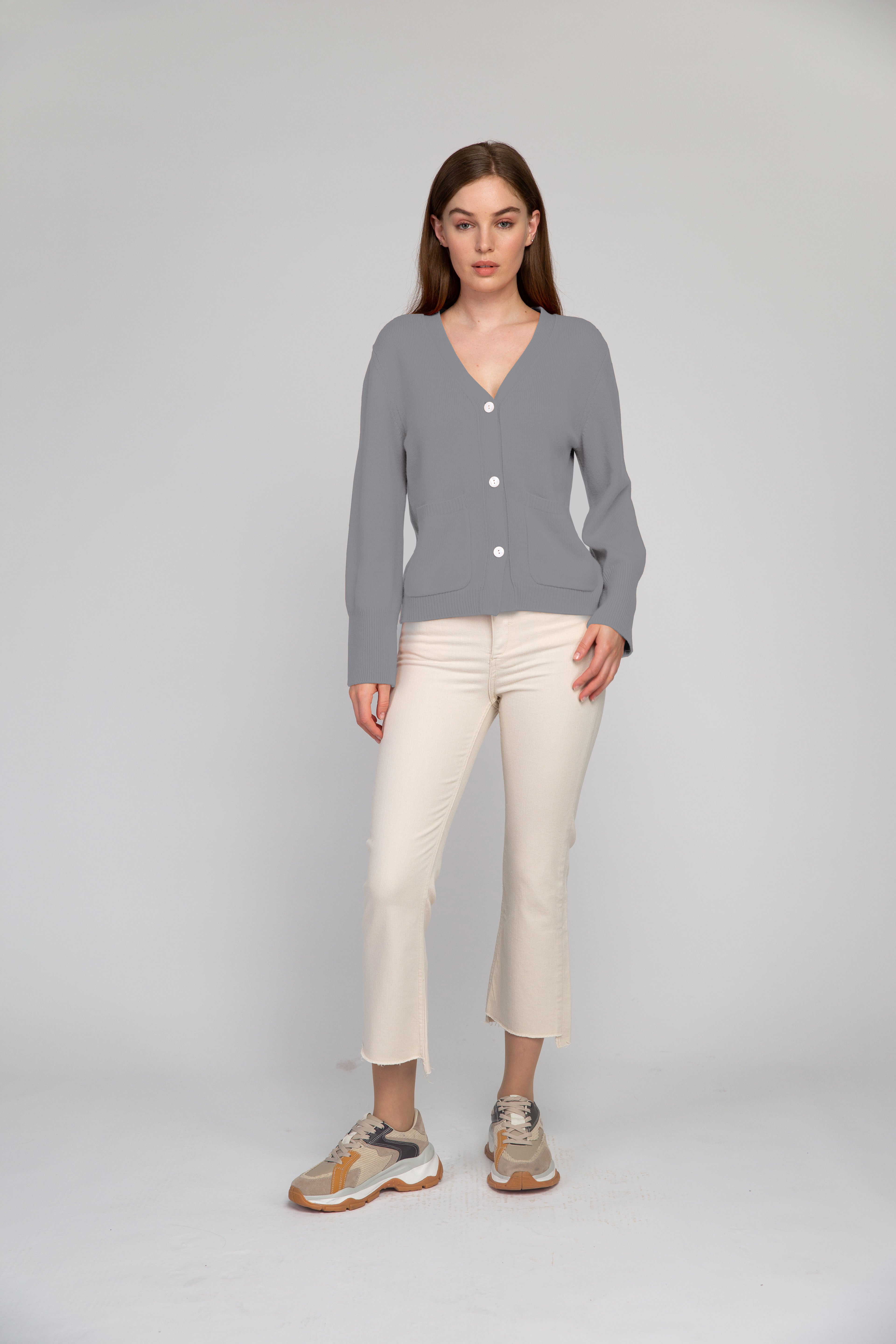 VAN KUKIL V NECK POCKET SHORT CARDIGAN