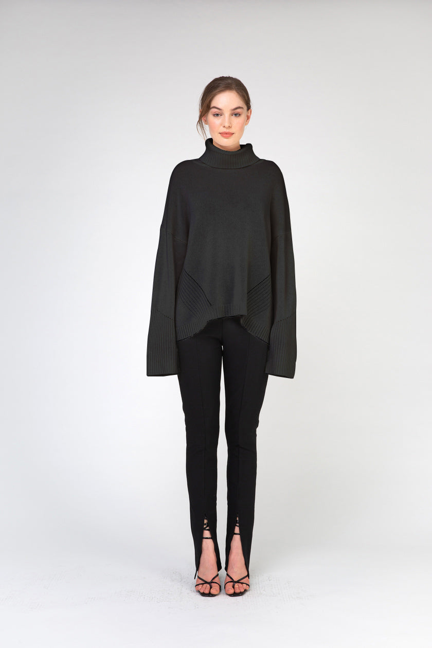 VAN KUKIL ROLL NECK RIB EYELET