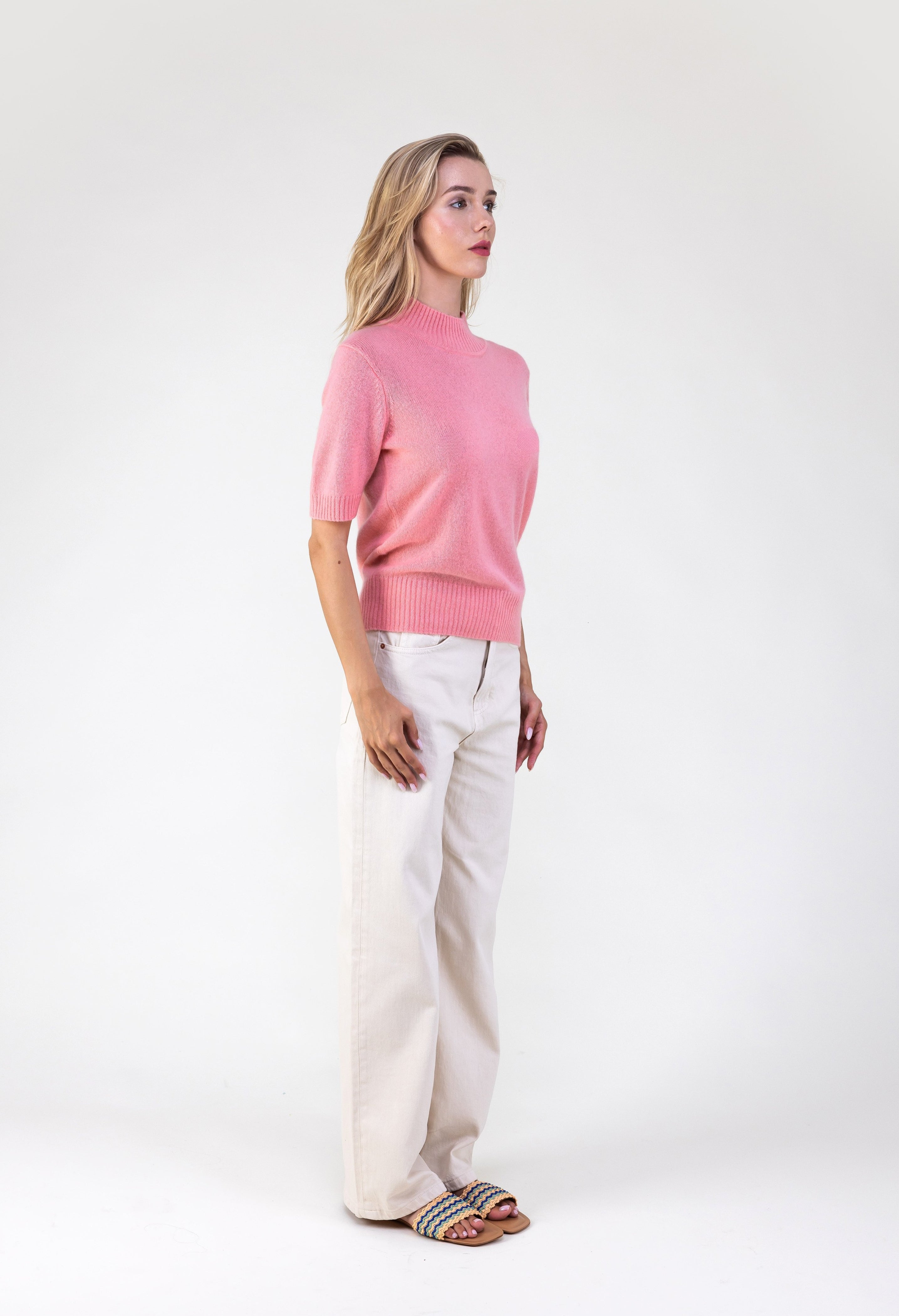 Van Kukil Mock Neck Short Sleeve Sweater