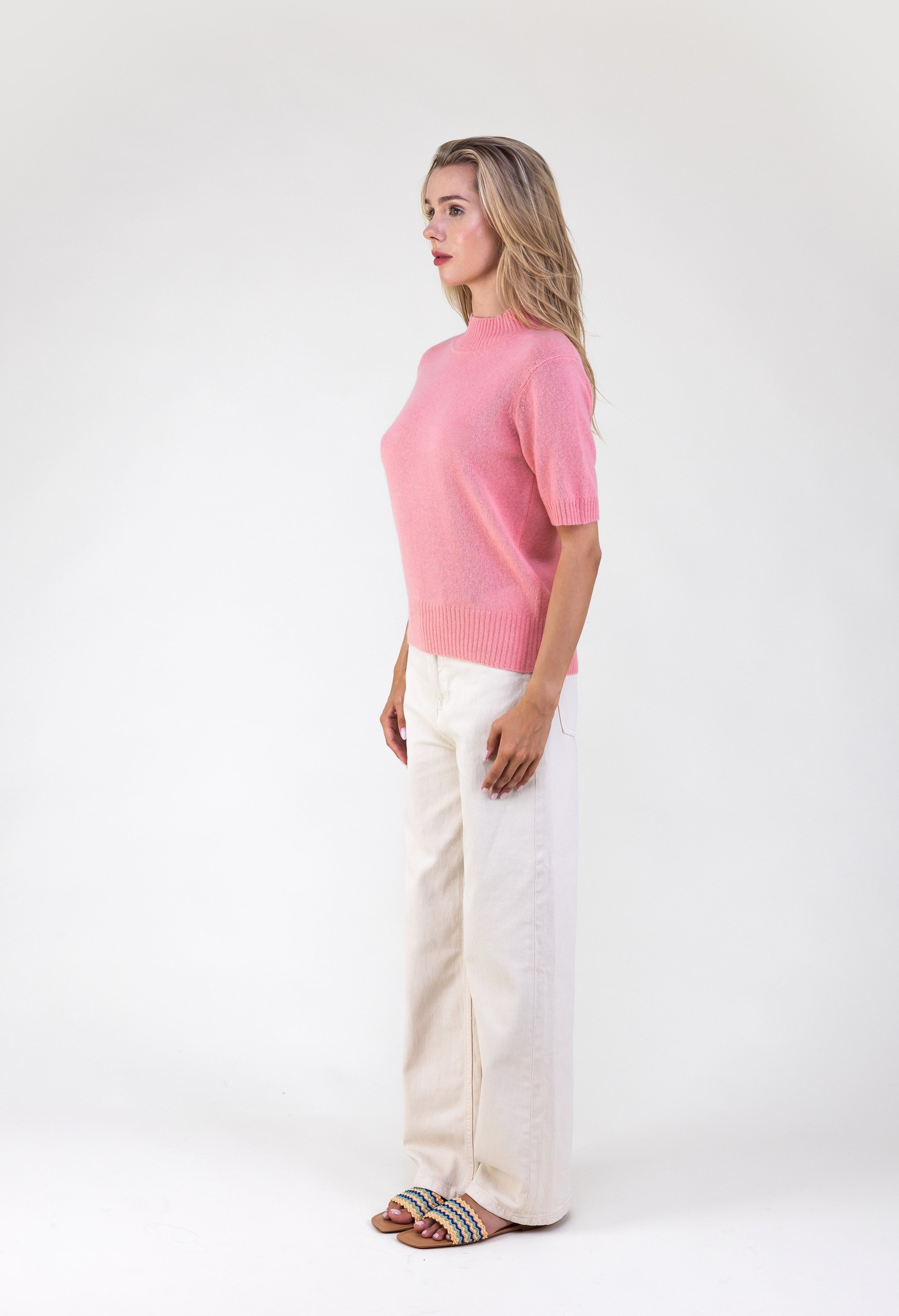 Van Kukil Mock Neck Short Sleeve Sweater