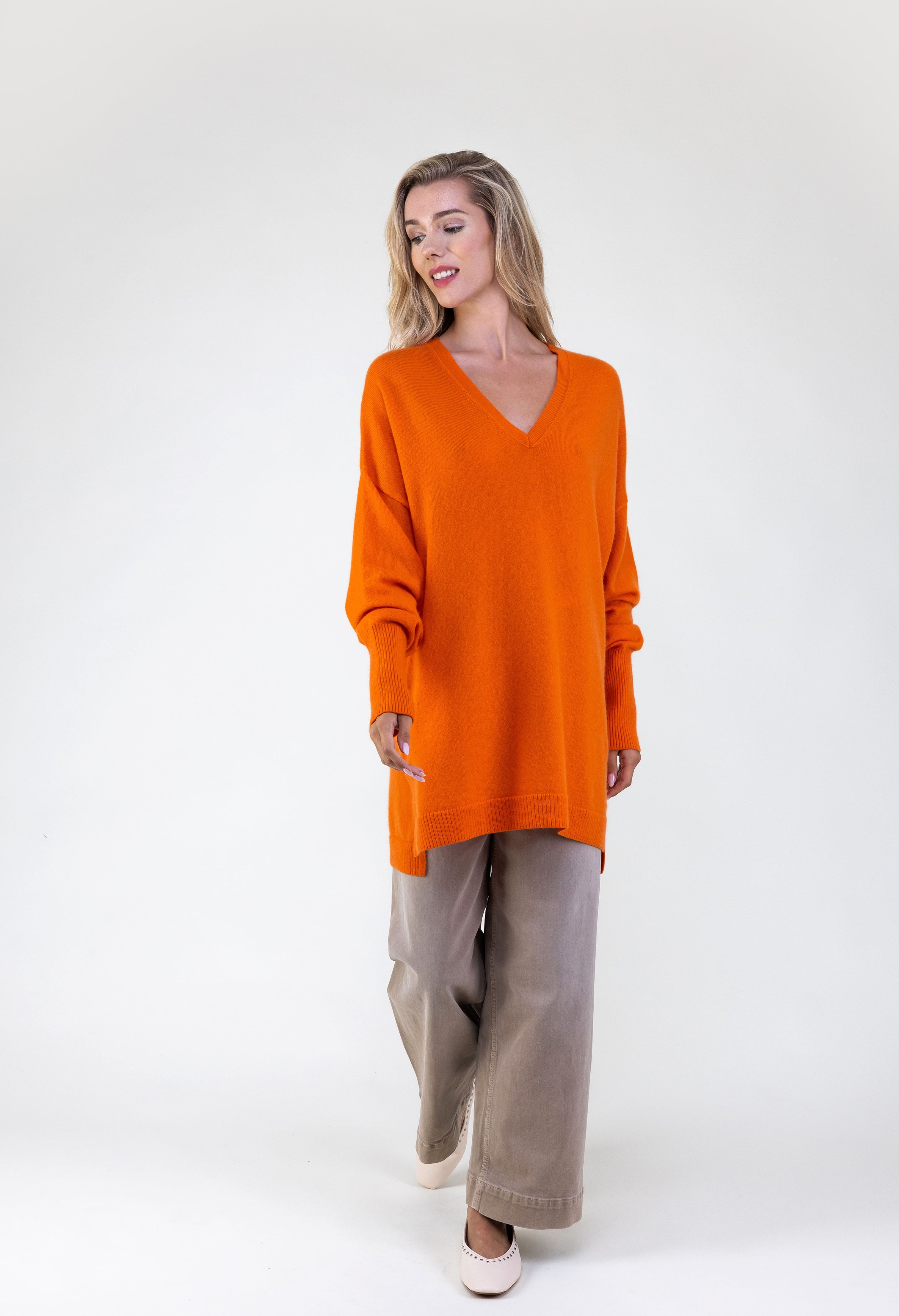 Van Kukil Cashmere Oversized V-Neck Sweater