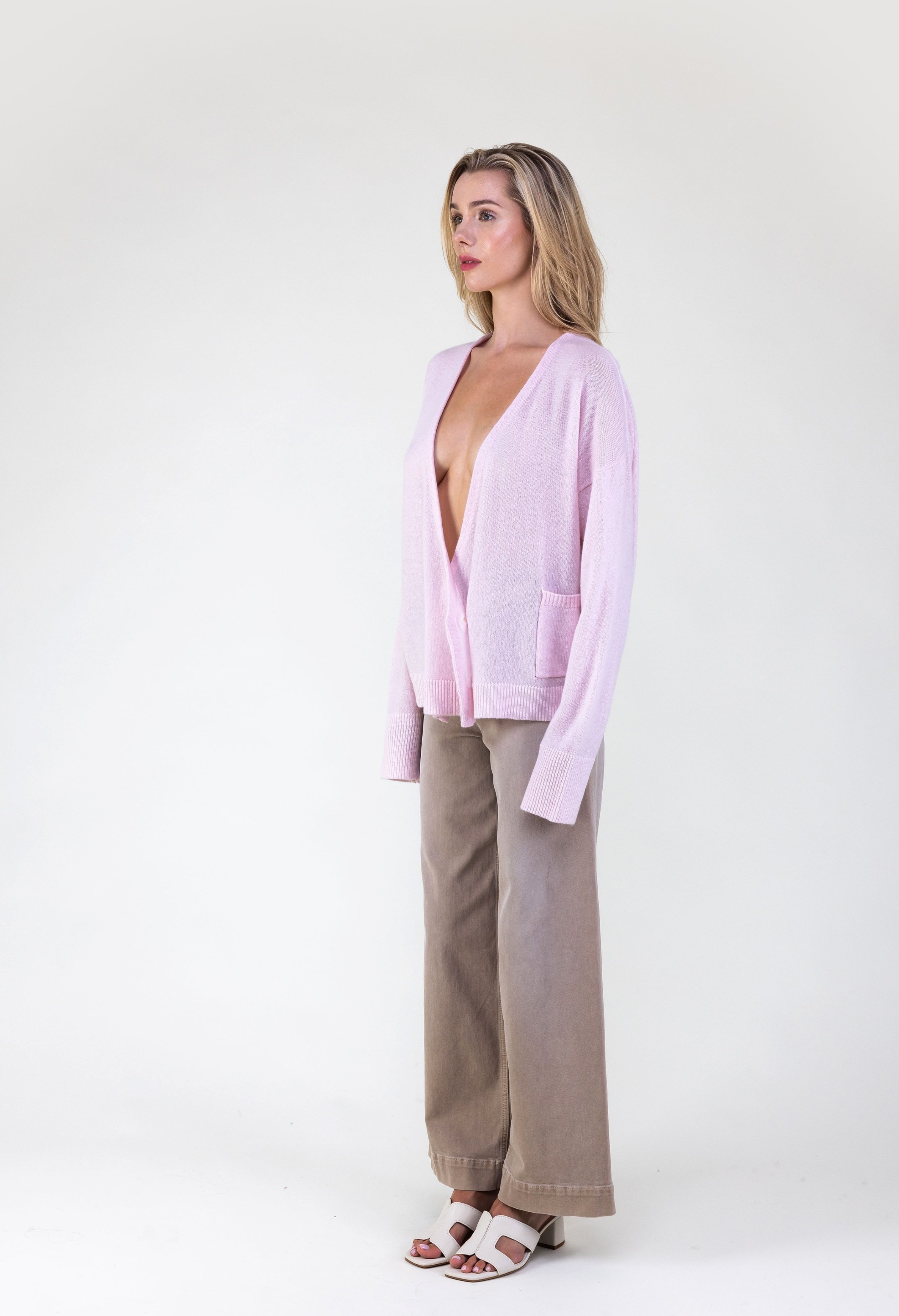Van Kukil Cashmere Deep V-Neck Cardigan