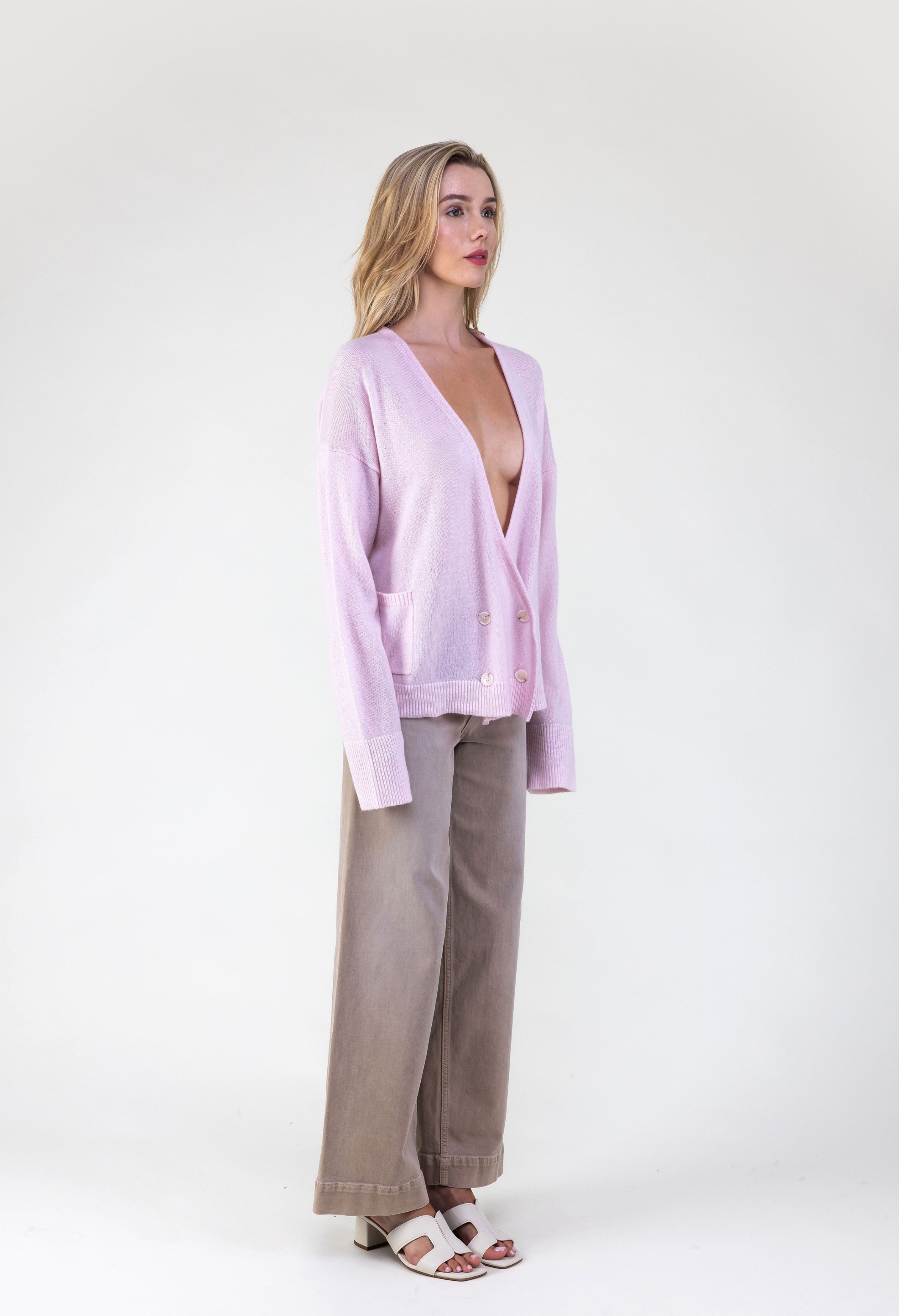 Van Kukil Cashmere Deep V-Neck Cardigan