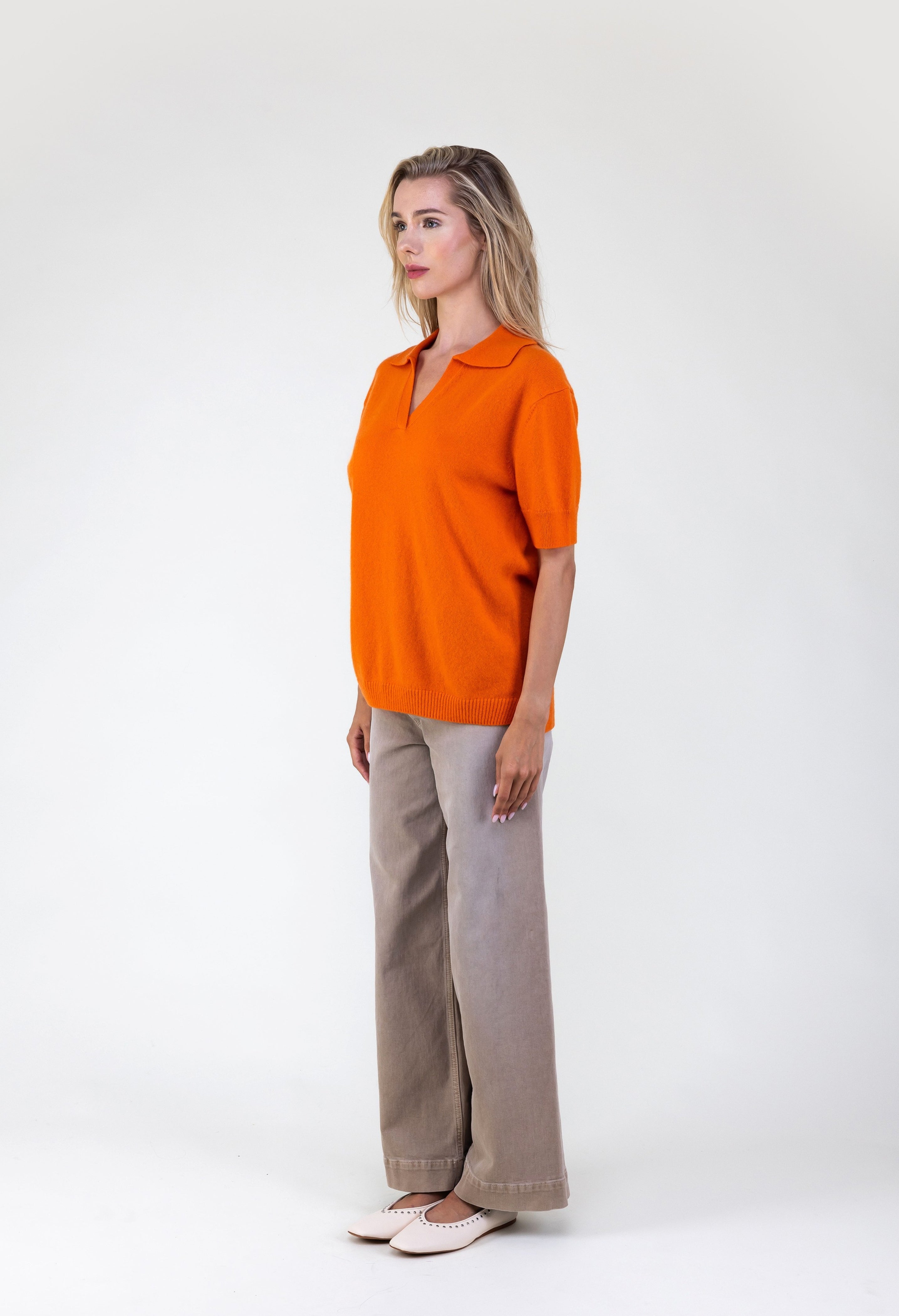 Van Kukil Cashmere Polo Collar Knit Top