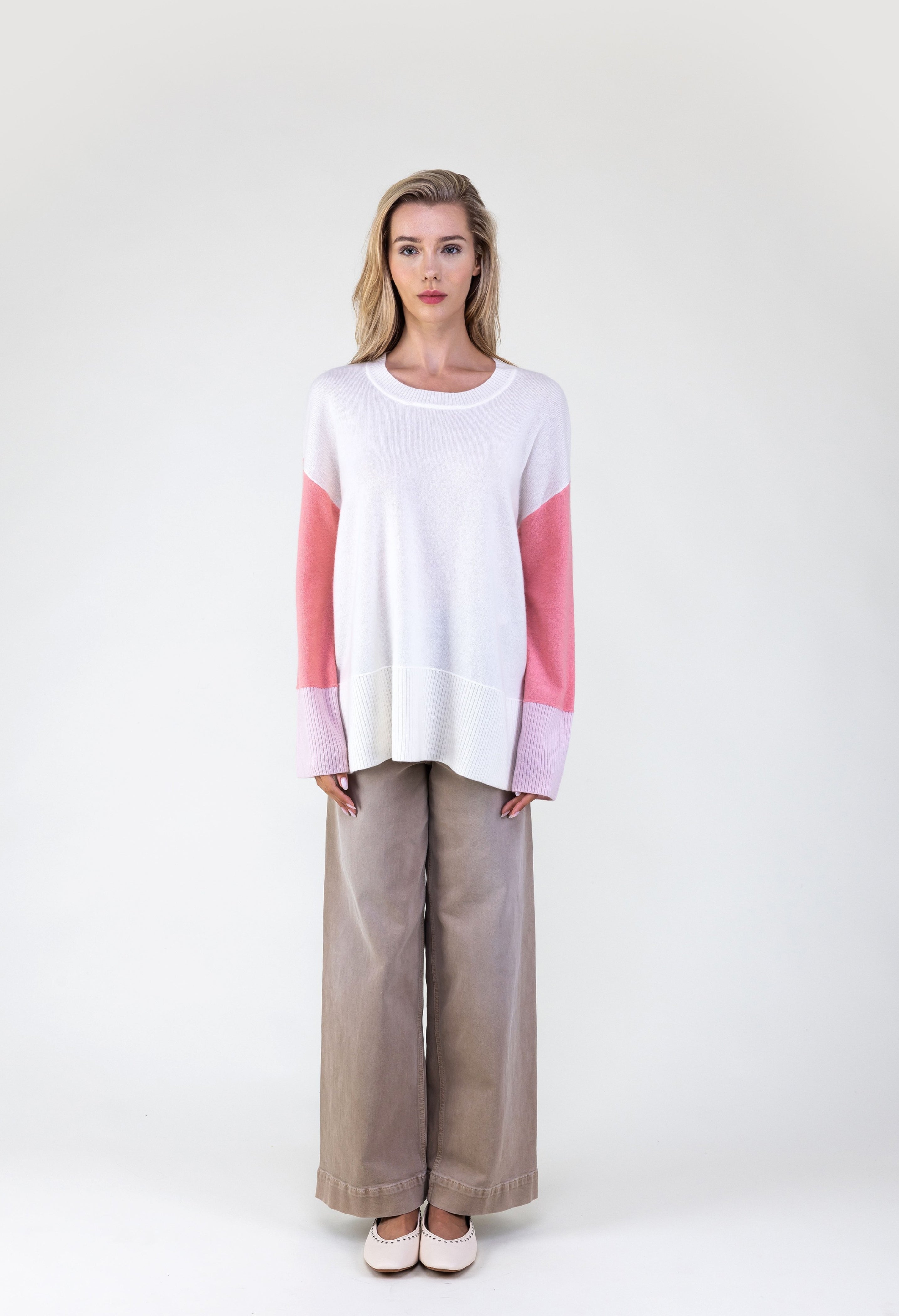 Van Kukil Cashmere Colorblock Crewneck Sweater