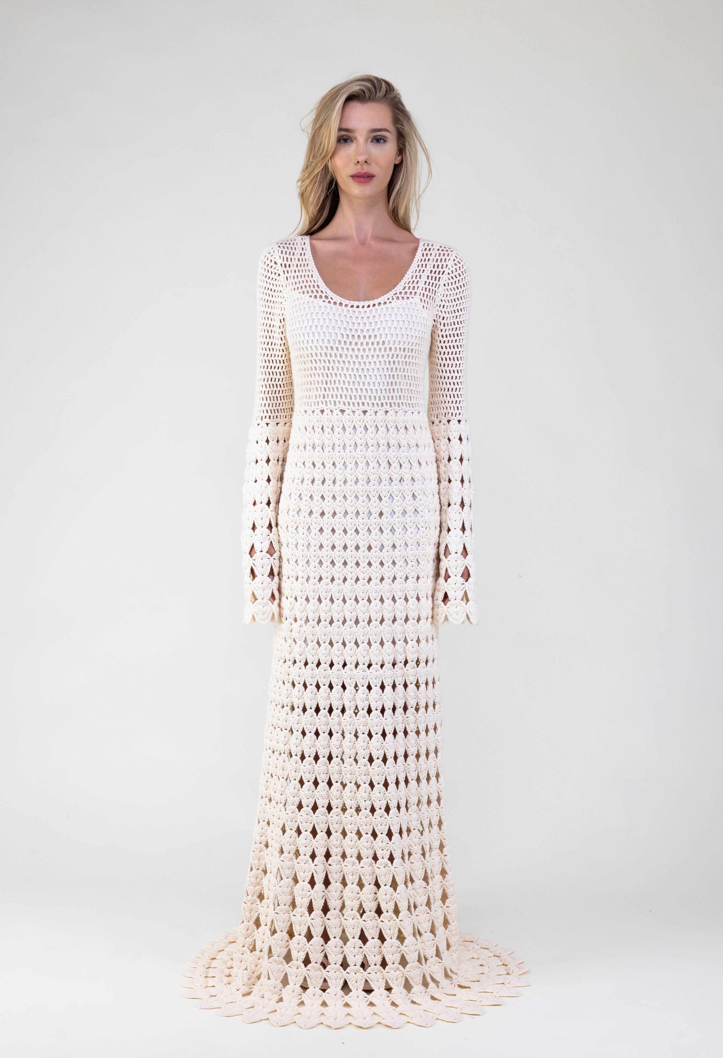 Van Kukil Crochet Knit Maxi Dress