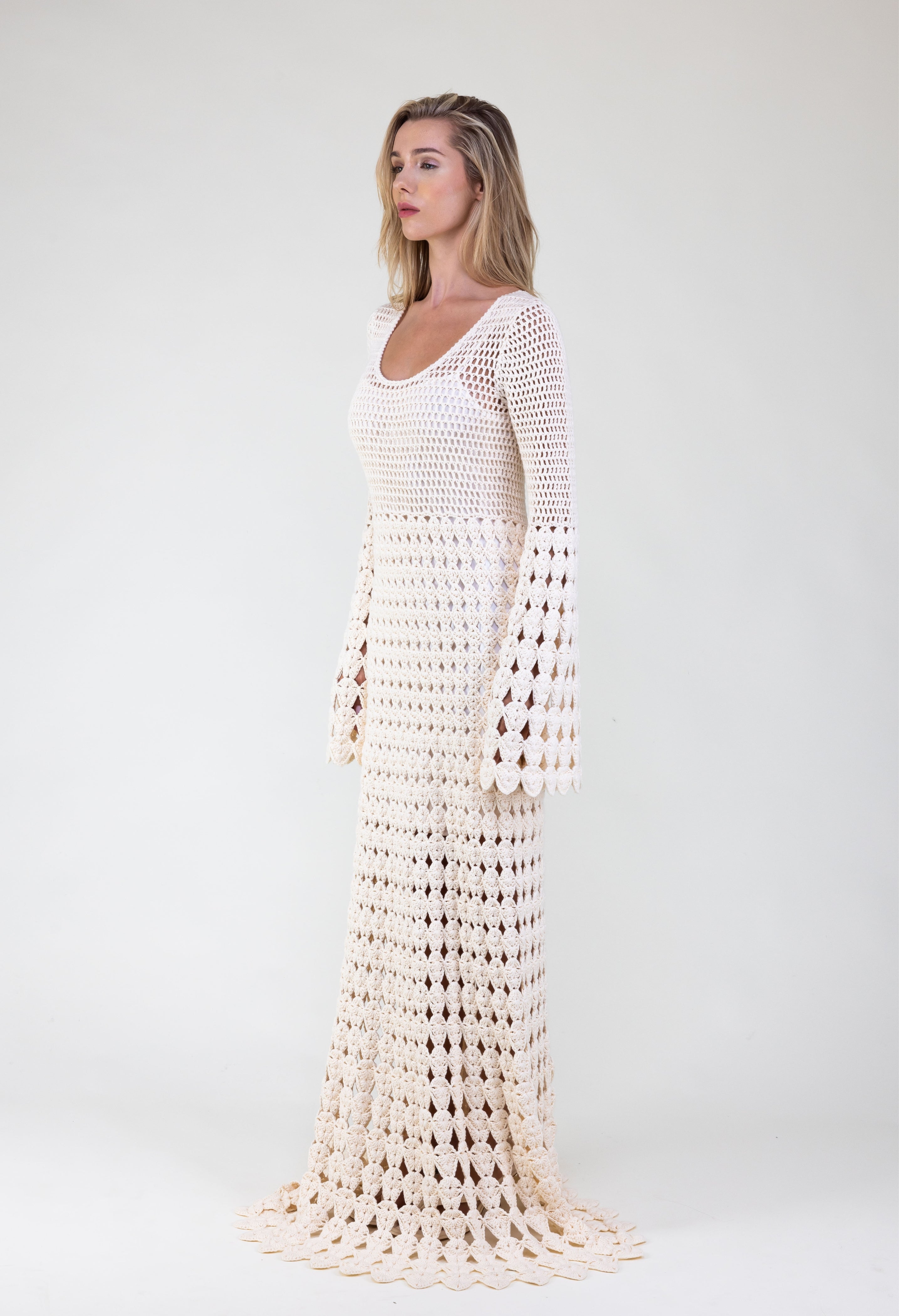 Van Kukil Crochet Knit Maxi Dress