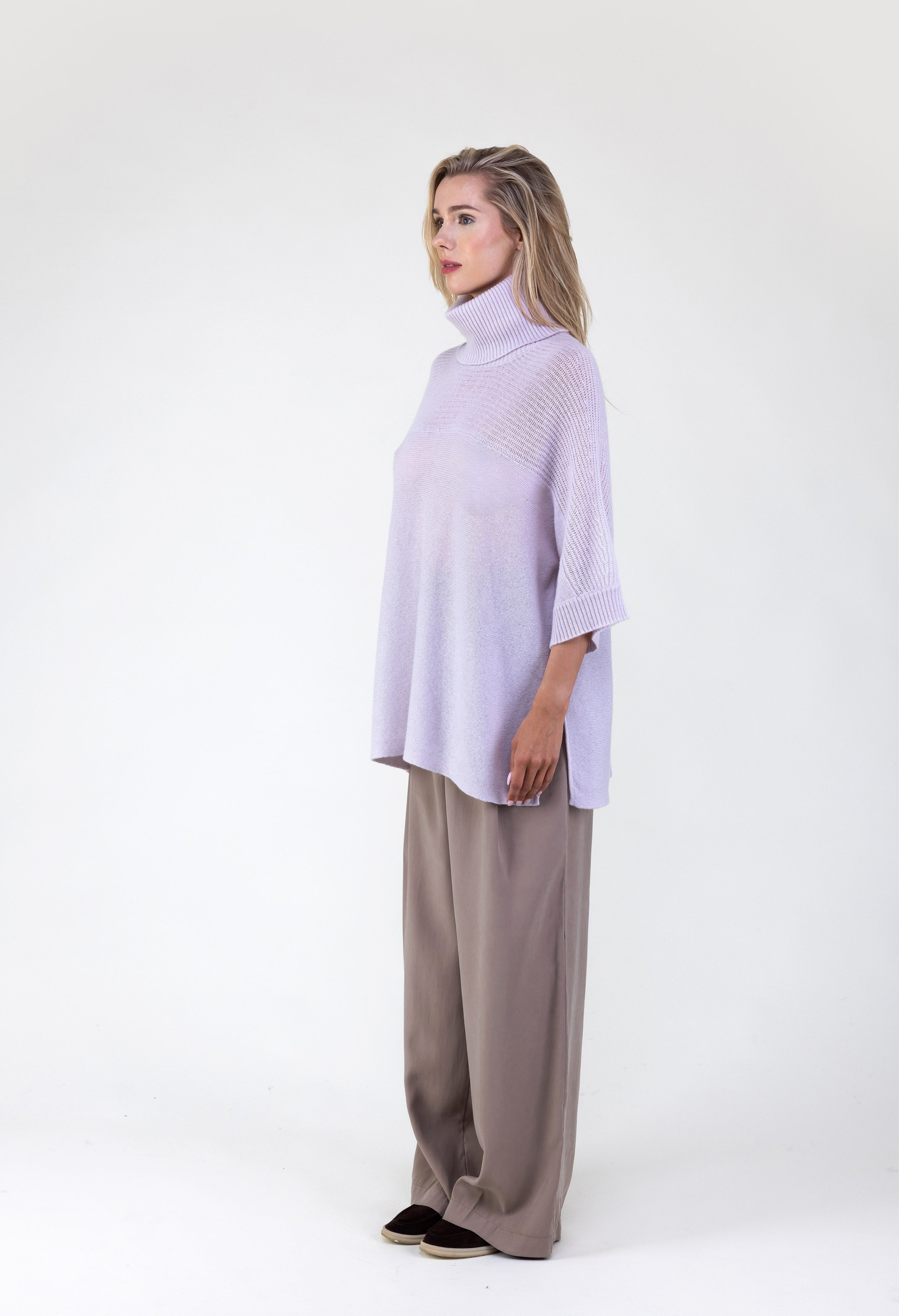 Cashmere Oversized Turtleneck Poncho