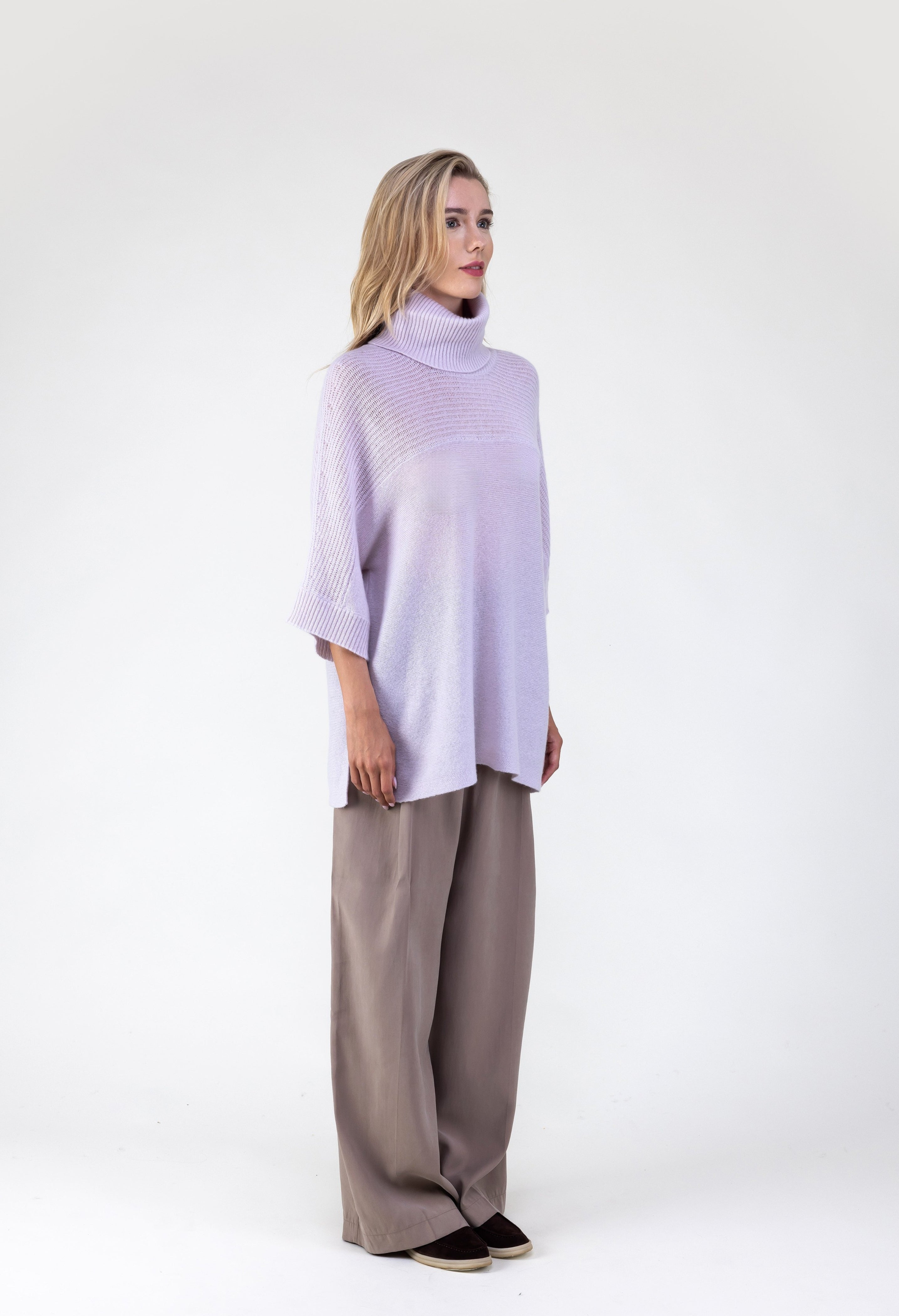 Cashmere Oversized Turtleneck Poncho