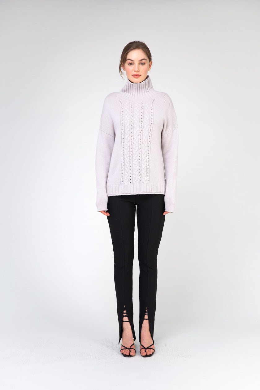 Van Kukil Cable Knit High Neck Jumper