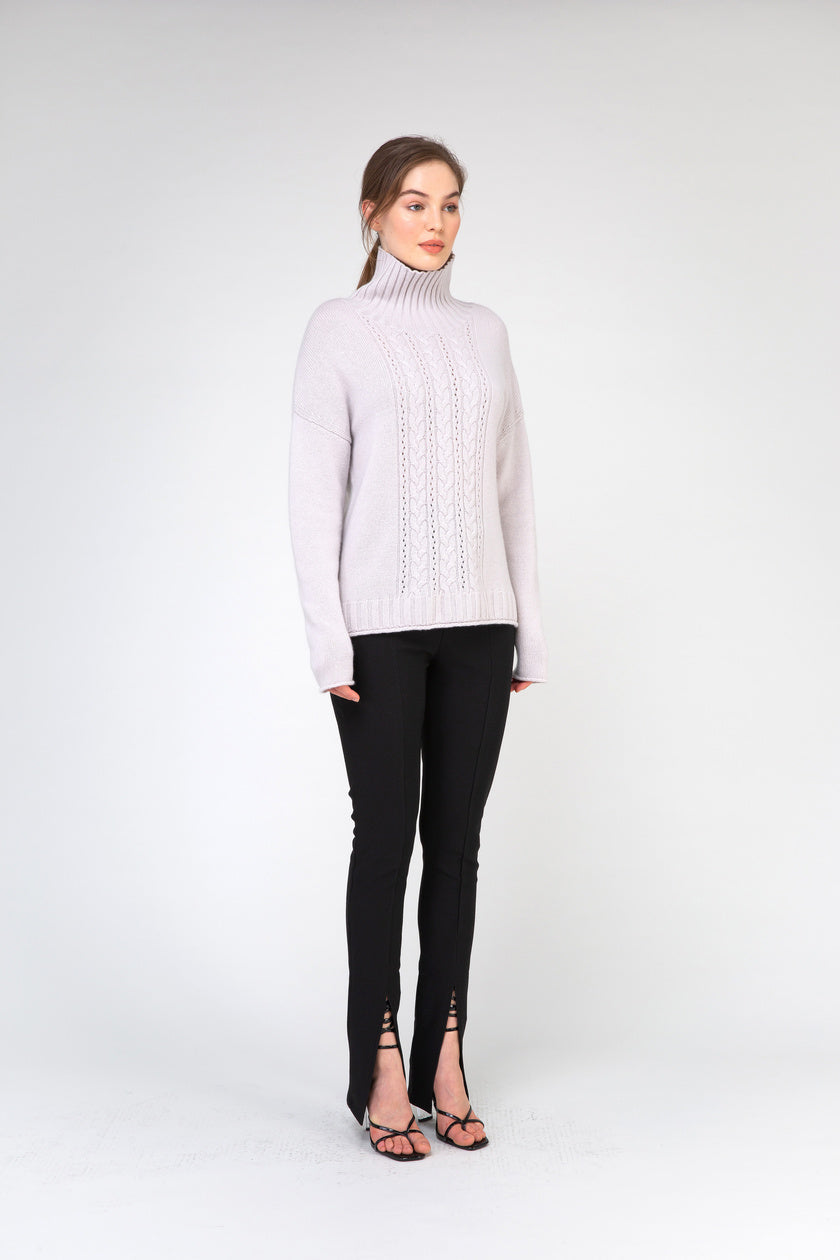 Van Kukil Cable Knit High Neck Jumper