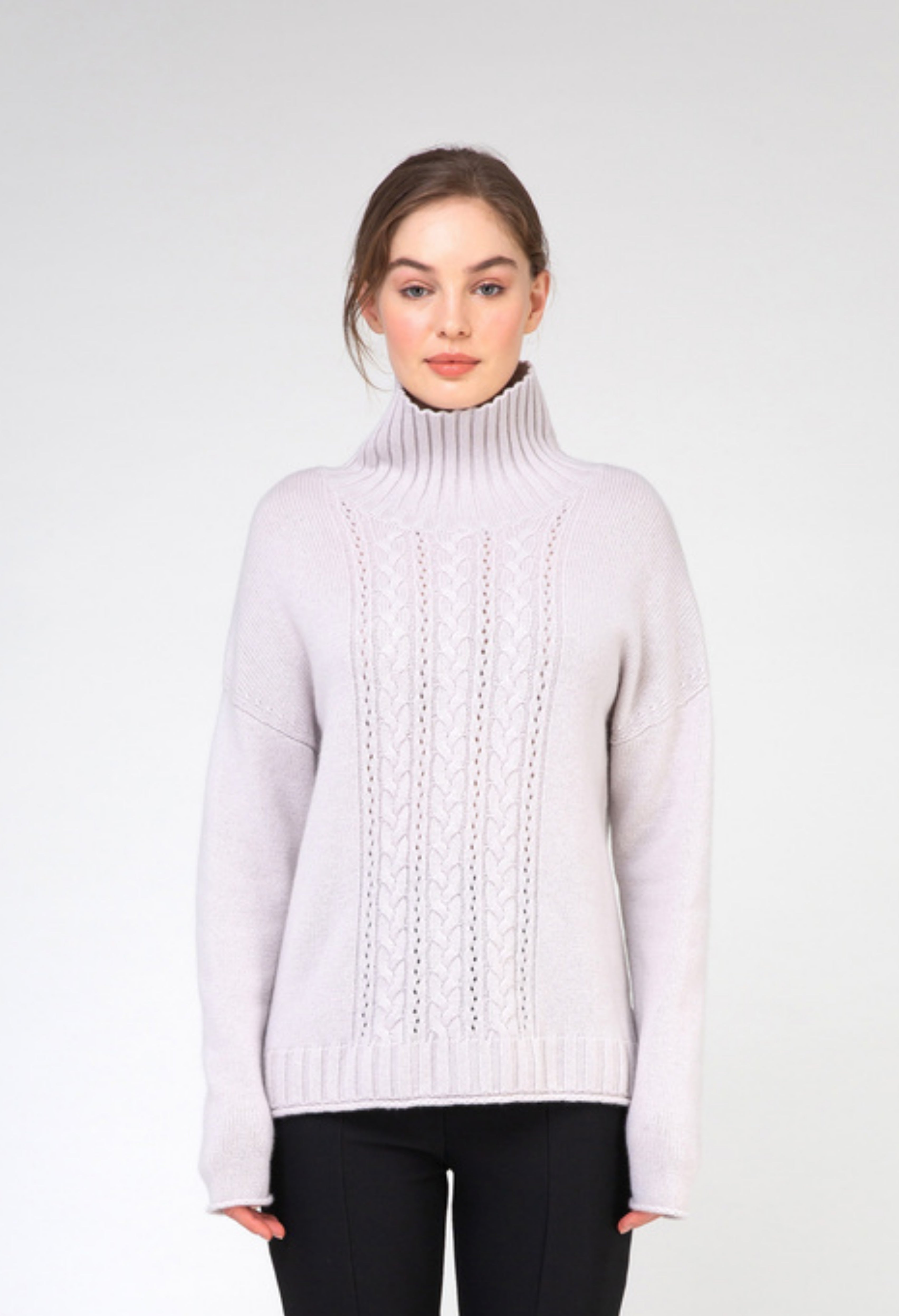 Van Kukil Cable Knit High Neck Jumper
