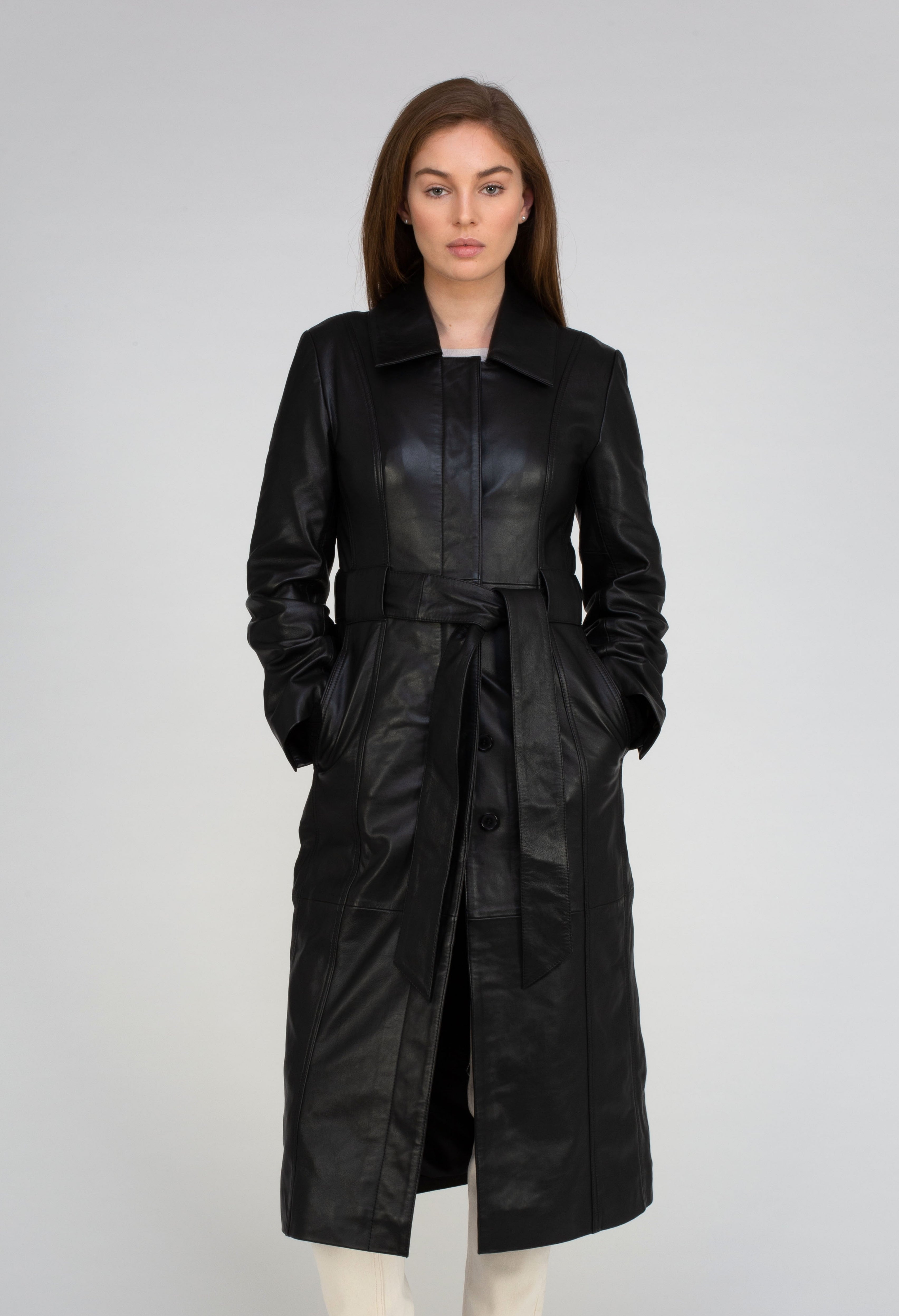 Van Kukil Leather Long Coat