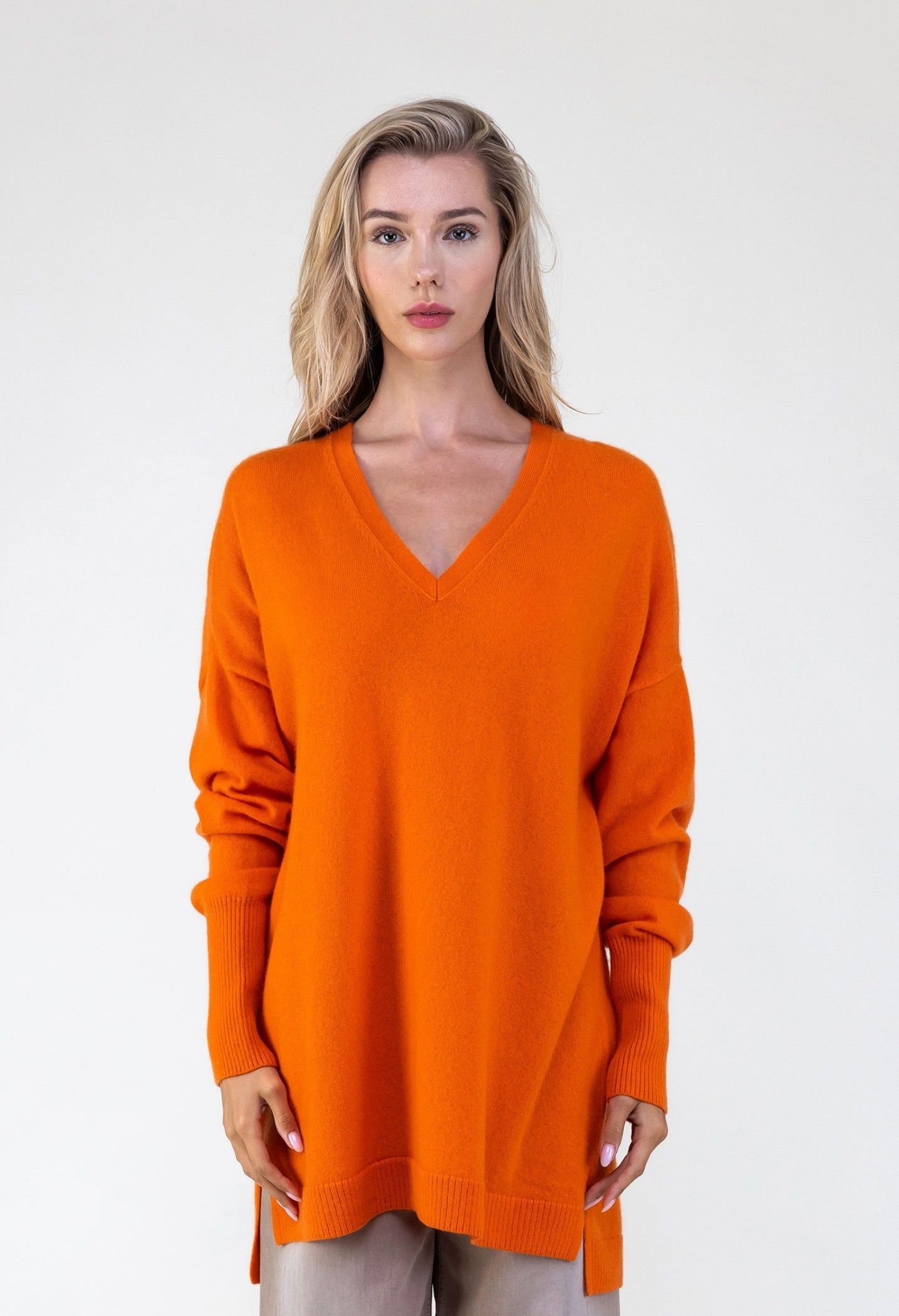 Van Kukil Cashmere Oversized V-Neck Sweater