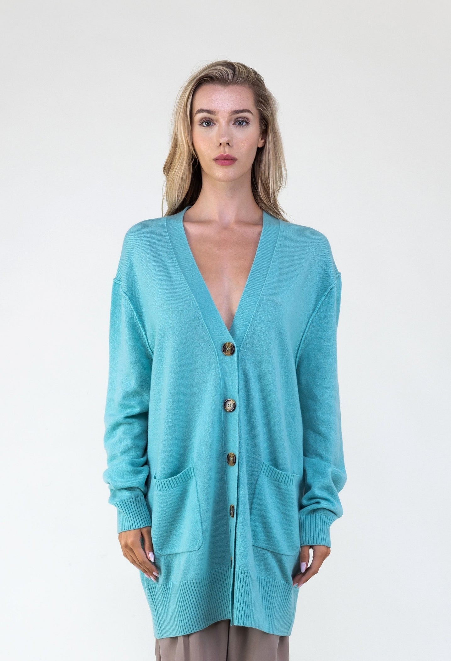 Van Kukil Cashmere Long V-Neck Cardigan