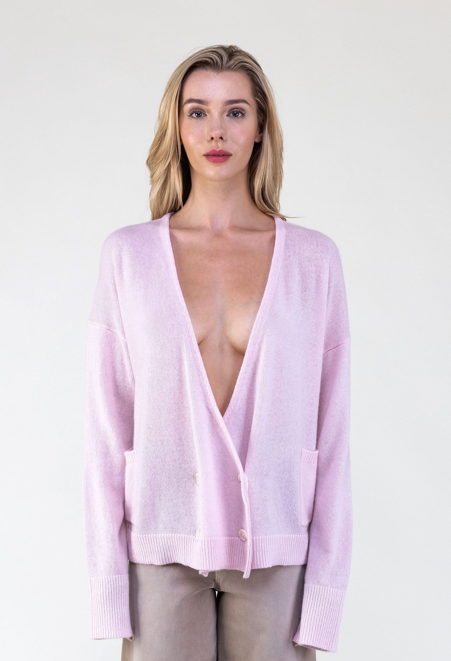 Van Kukil Cashmere Deep V-Neck Cardigan
