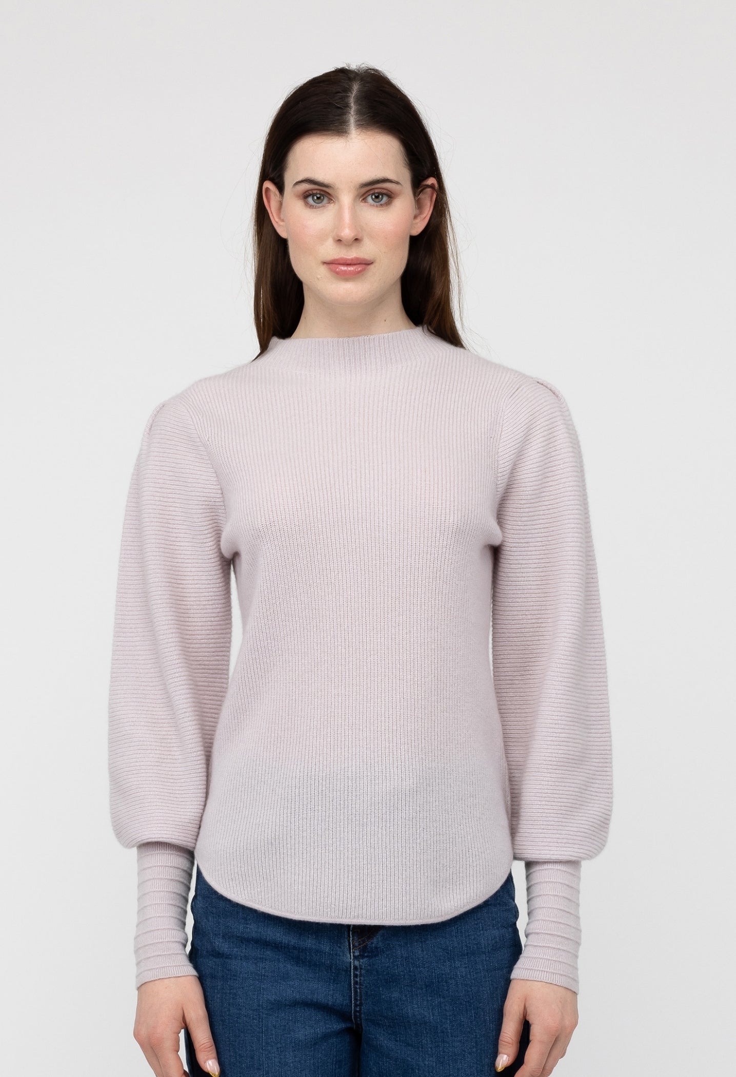 Van Kukil 100% Cashmere Balloon Sleeve Sweater