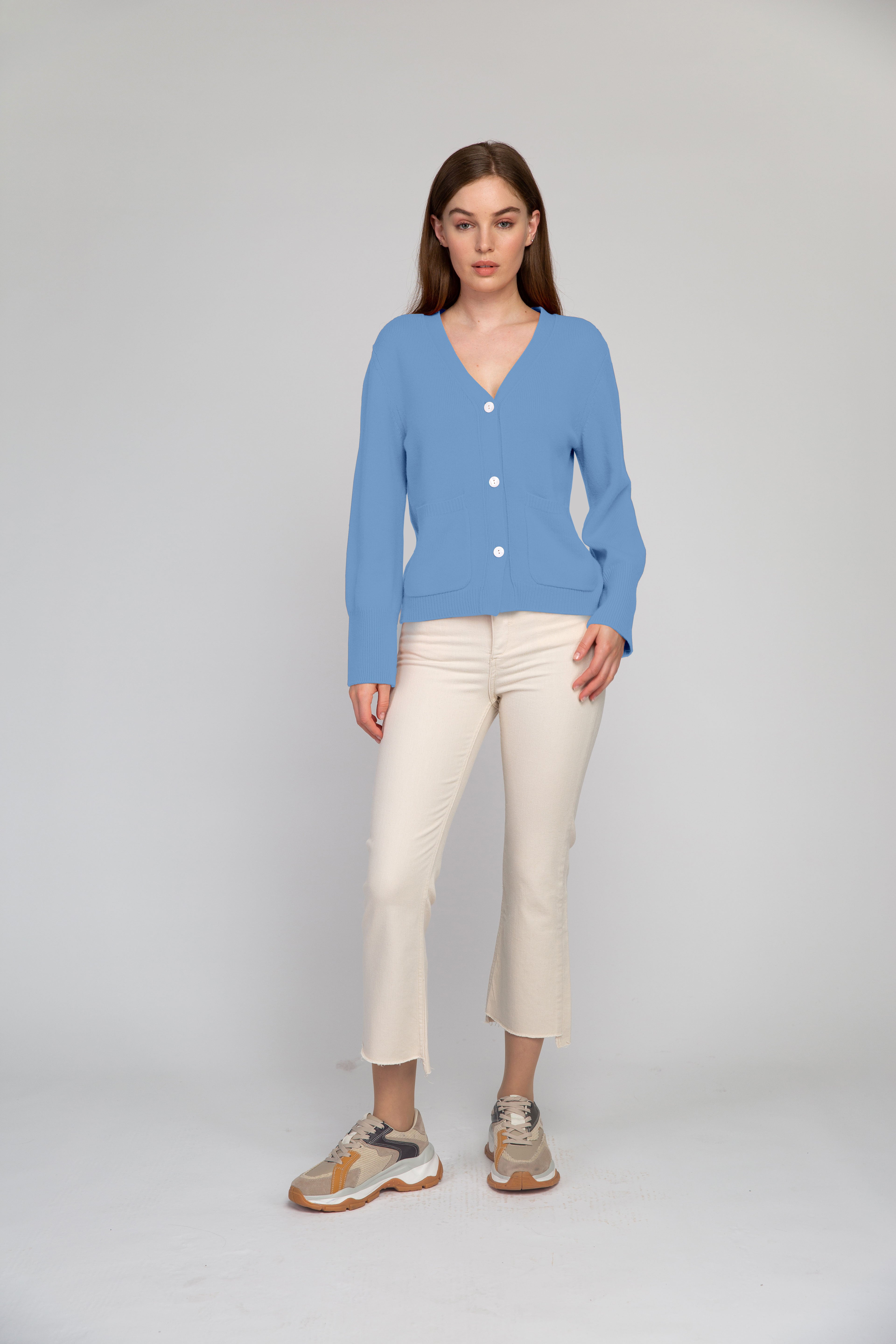VAN KUKIL V NECK POCKET SHORT CARDIGAN