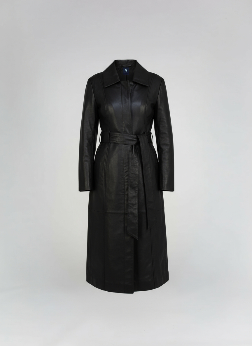 Van Kukil Leather Long Coat