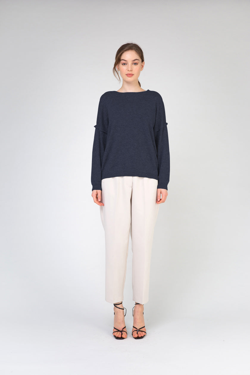 VAN KUKIL ROUND NECK DOUBLE COLOUR JUMPER