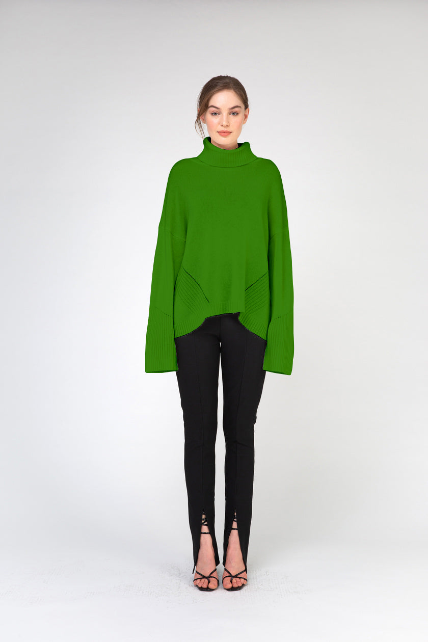 VAN KUKIL ROLL NECK RIB EYELET