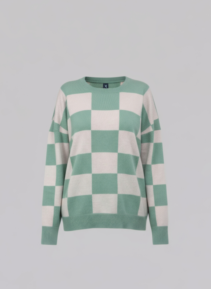 Checkerboard Cashmere Sweater